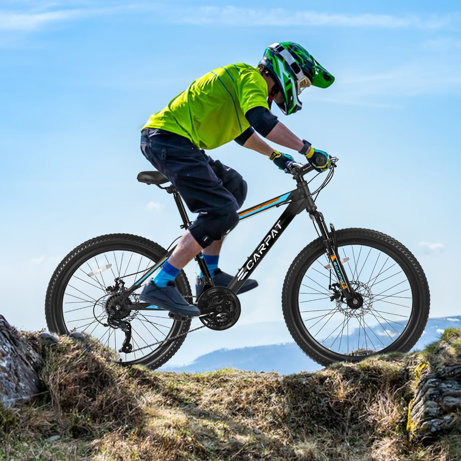 thumbnail video image 2 of Ecarpat Mountain Bike 26 inch for Mens Womens, Shimano 21-Speed Disc Brakes, 2 of 9