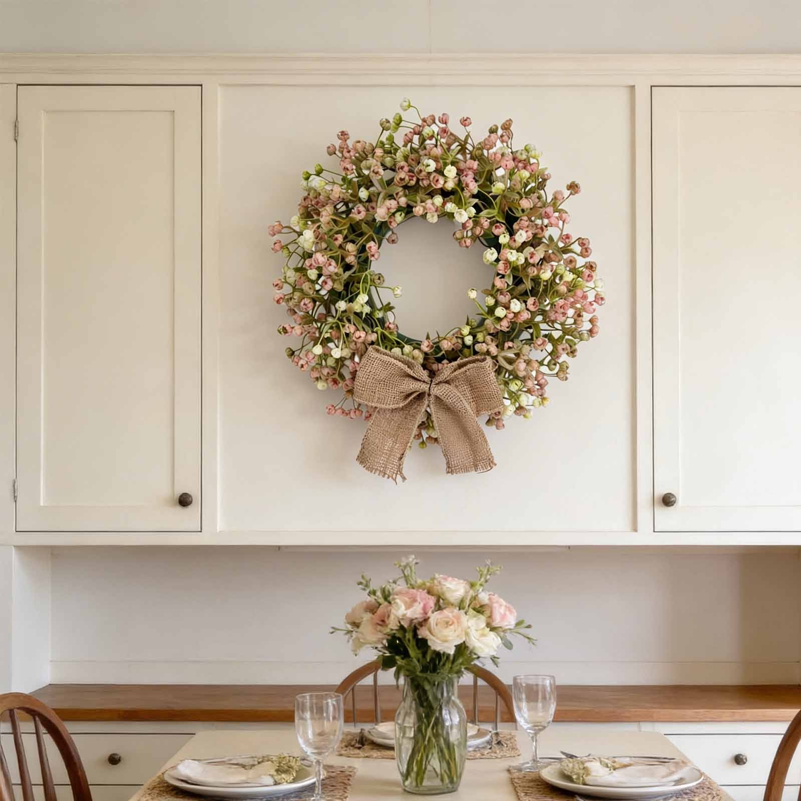 thumbnail video image 2 of Artificial Spring Summer Garland with Bow, Bright Colored Floral Wreath for Front Door,Front Door Spring Wreath,Multi Small Flowers Wreath for Wall Mantel for Wall Home Decor, 2 of 9