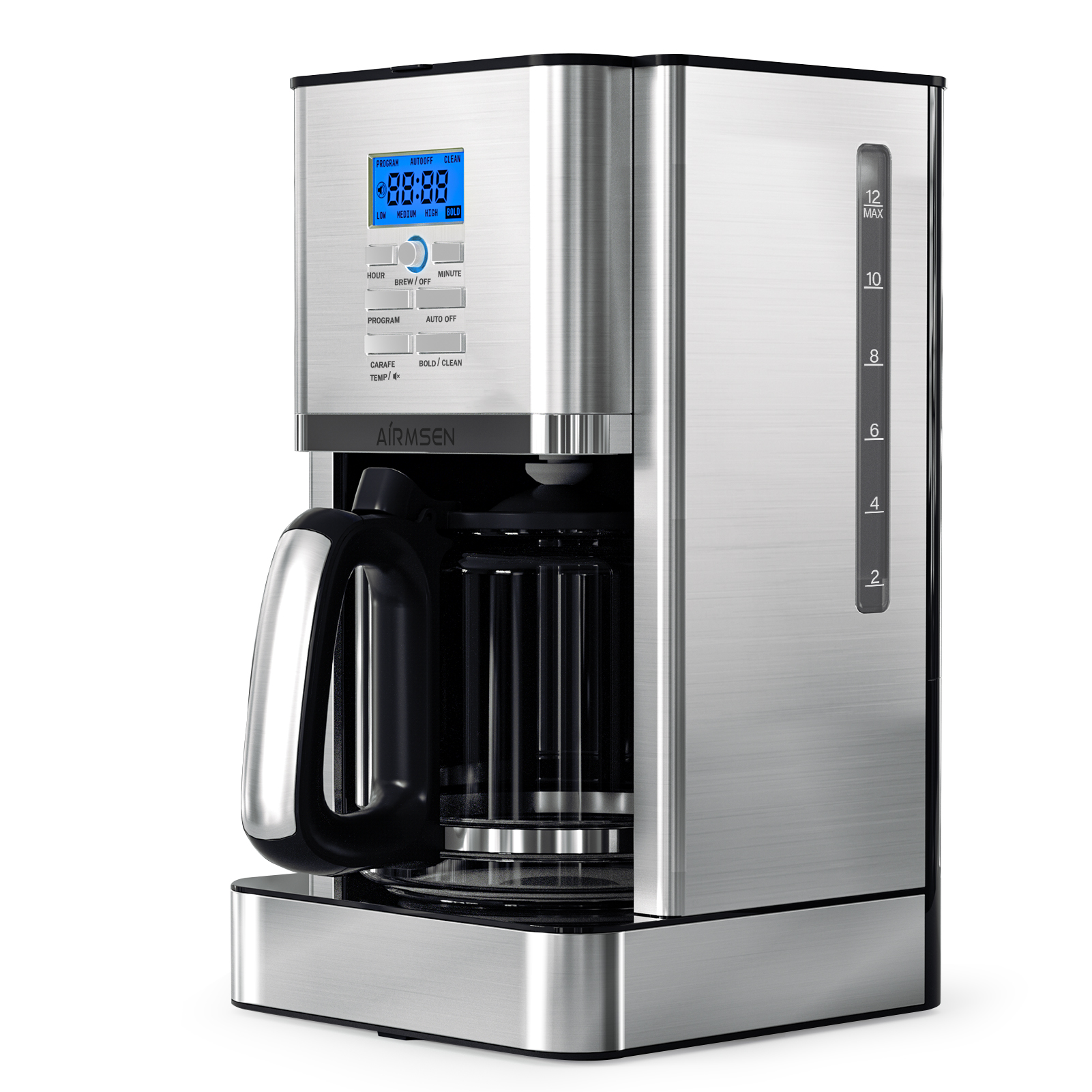 Airmsen Coffee Maker, 12 Cups Programmable Stainless Steel Coffee Mach –  AIRMSEN Home Appliances