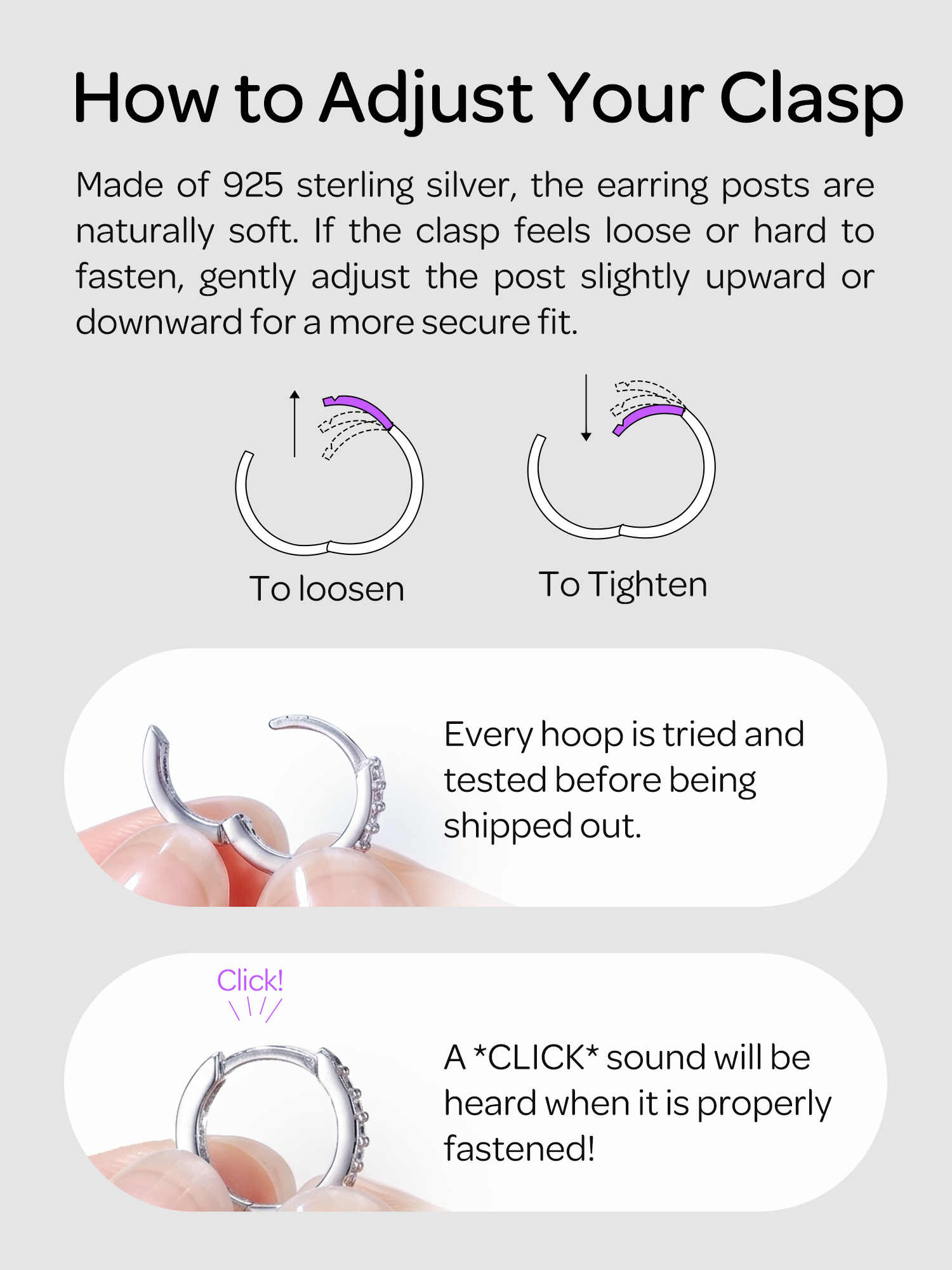 thumbnail video image 2 of ChicSilver Rose Gold Plated Hoop Earrings Solid 925 Sterling Silver Earrings Hypoallergenic Women Jewelry Silver Huggie Hoops 16MM, 2 of 10