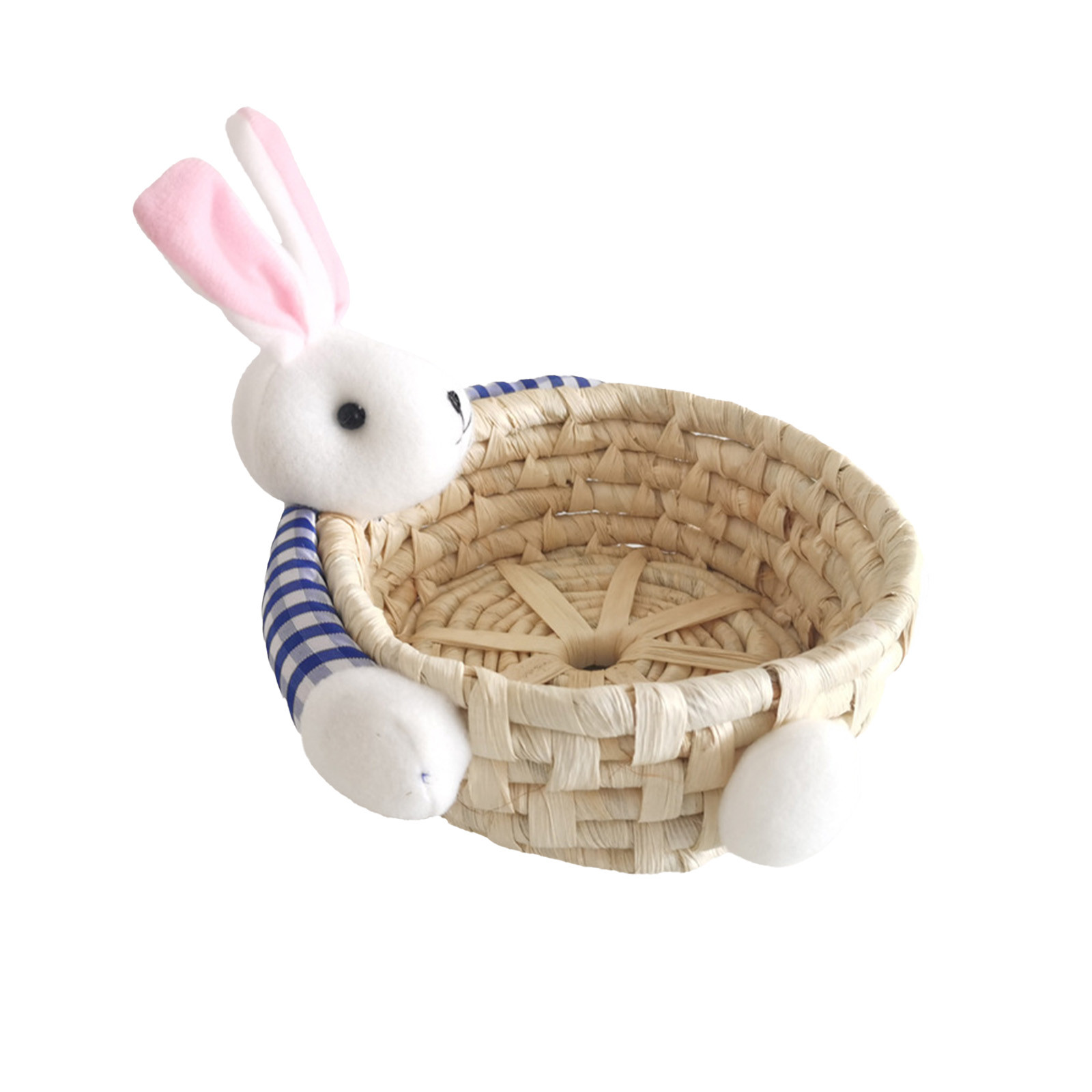 thumbnail video image 2 of Beautynvta Easter Bunny Decor Candy Storage Basket, Handwoven Bunny Candy Dishes Bowl, Cute Easter Eggs Container for Party Holiday Table Desk Decoration, 2 of 7