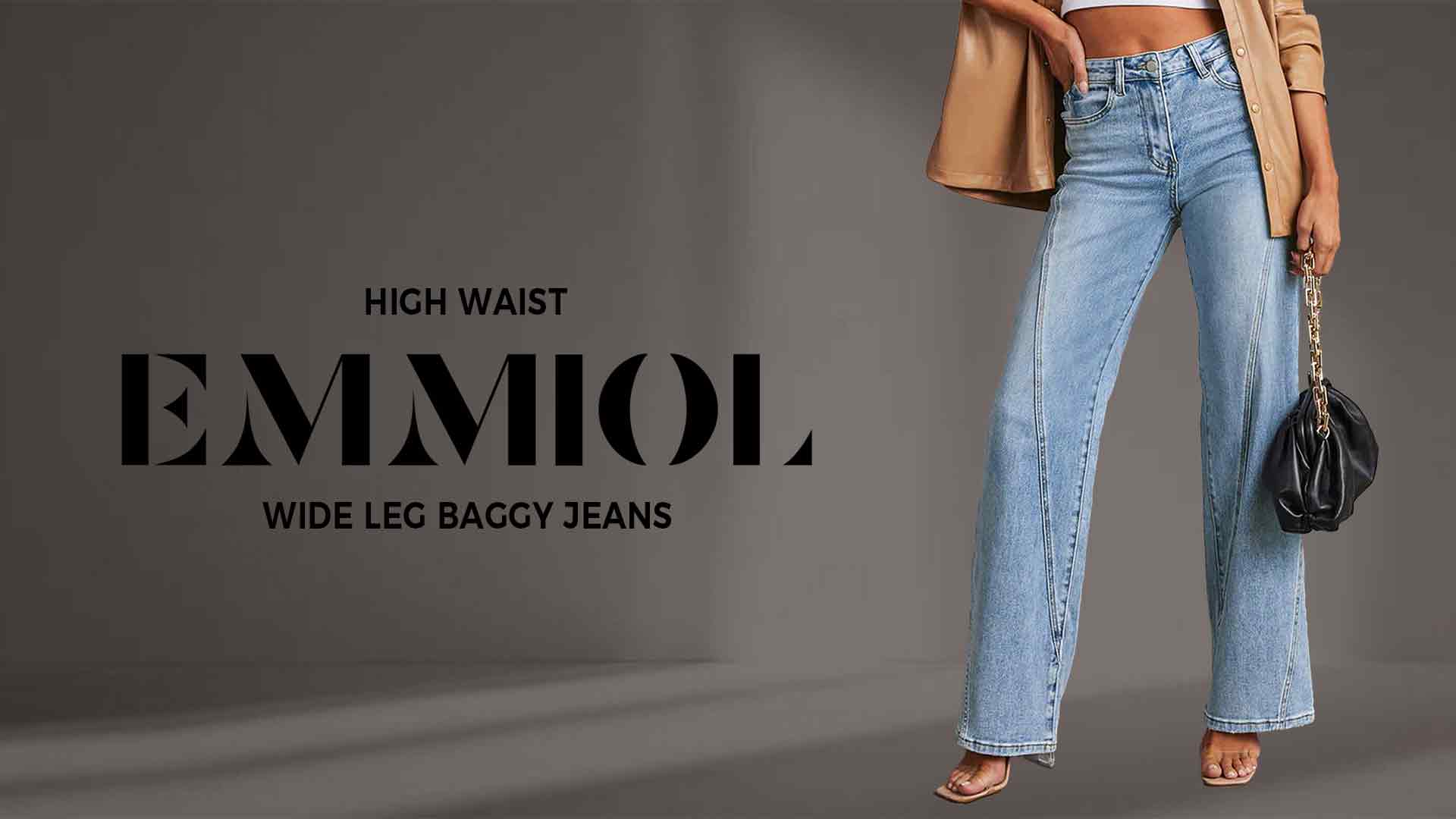 thumbnail video image 2 of EMMIOL Women's High-Waisted Seamed Wide-Leg Jeans Stretchy Vintage Washed Denim Pants Casual Y2K Streetwear Trousers, 2 of 8