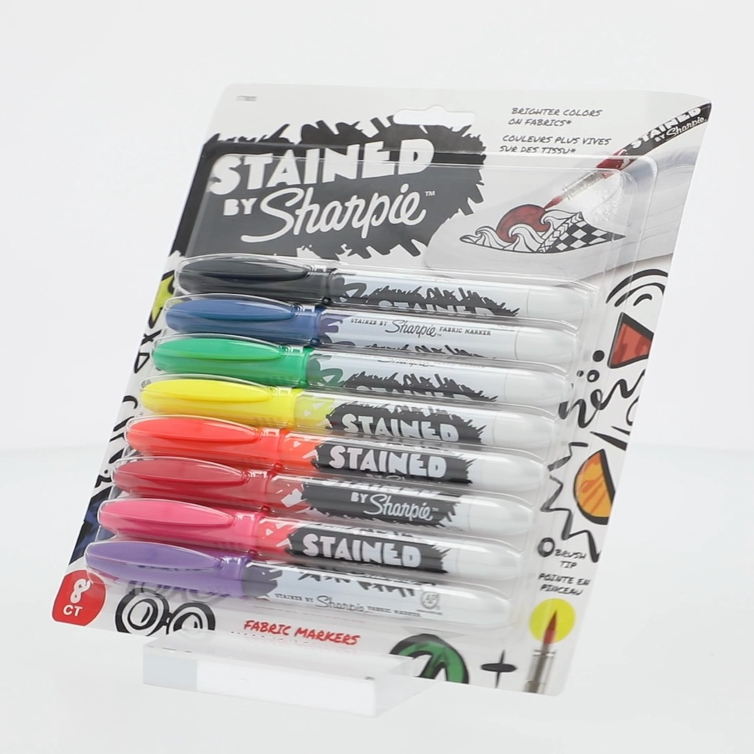 Sharpie, Fabric Markers, 8 Count, Assorted Colors with Brush Tip