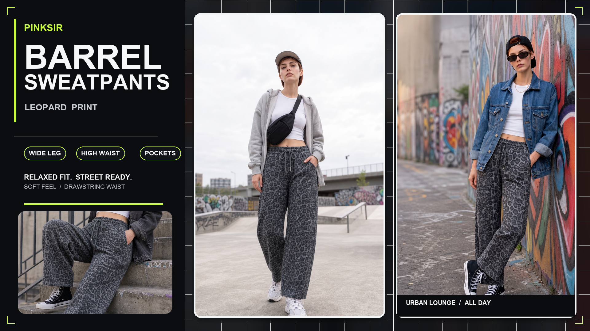 thumbnail video image 2 of PINKSIR Women's Barrel Sweatpants High Waisted Wide Leg Lounge Pants with Drawstring and Pockets Baggy Casual Sweat Pants, 2 of 9