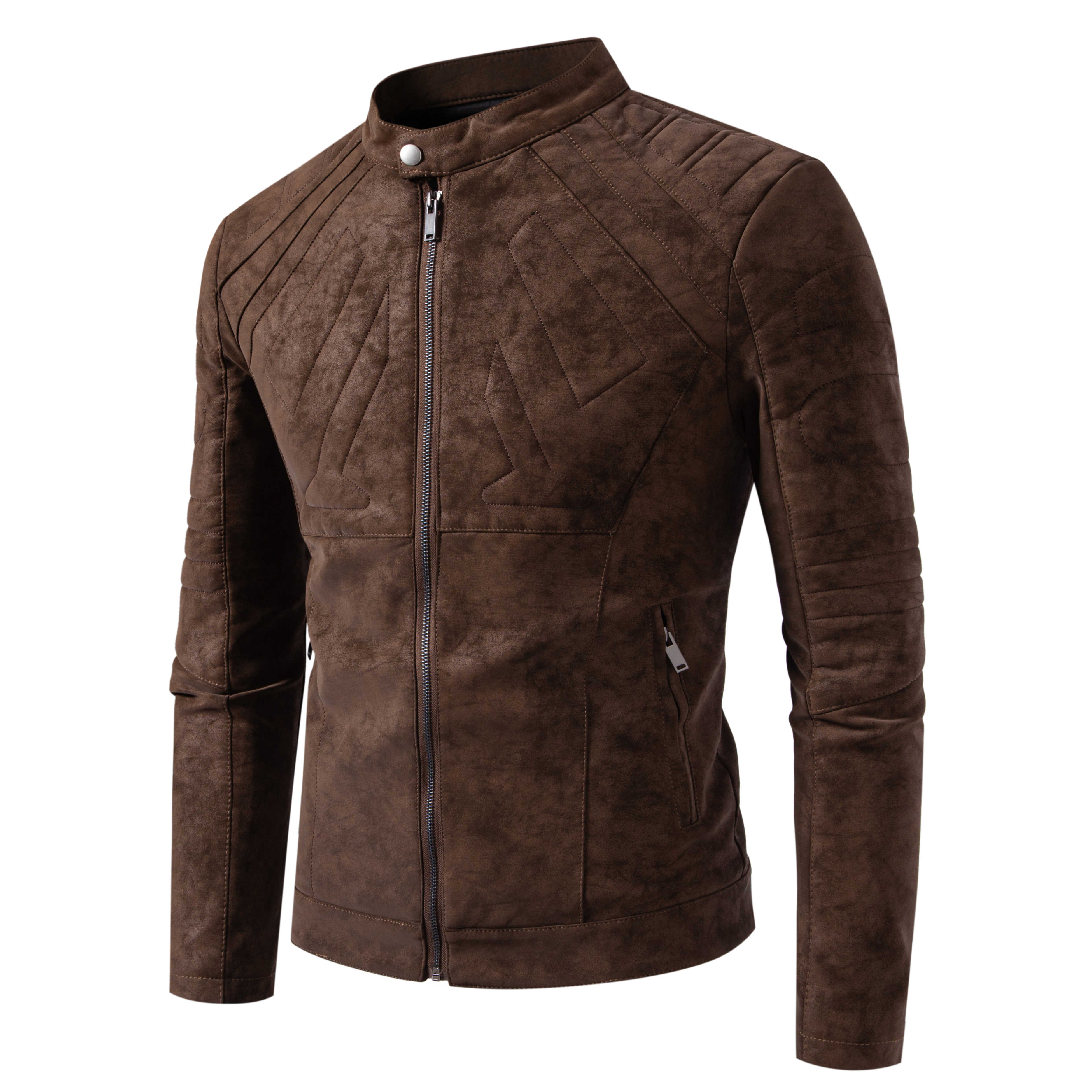 thumbnail video image 2 of Men's Faux Leather Moto Jacket with Stand Collar, Metal Zipper, Casual Outerwear for Outdoor Wear, Slim Fit Short Coat, 2 of 17