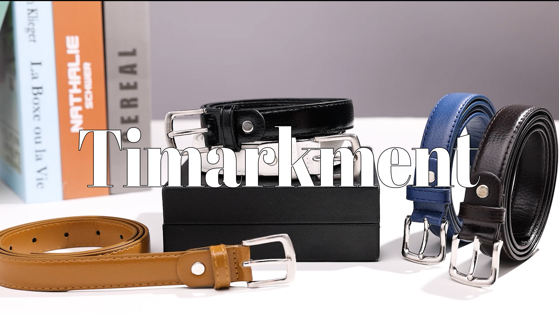 thumbnail video image 2 of Timarkment 2pcs Women Leather Belts Skinny Solid Color Pin Buckle Black & White Belts for Womens, 2 of 7