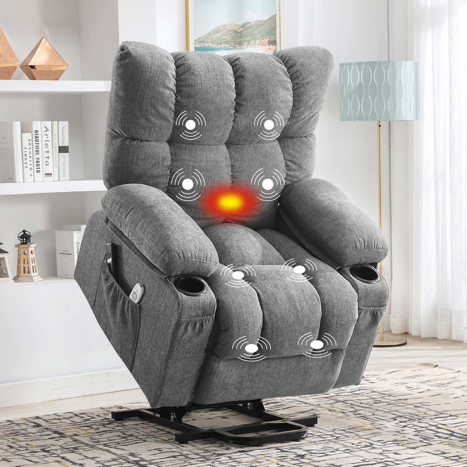 thumbnail video image 2 of JONPONY Power Lift Recliner Chair for Elderly with Heat and Vibration Massage Recliner Chair with USB Charge Port for Living Room- Infinite Position, Side Pocket,Grey, 2 of 13