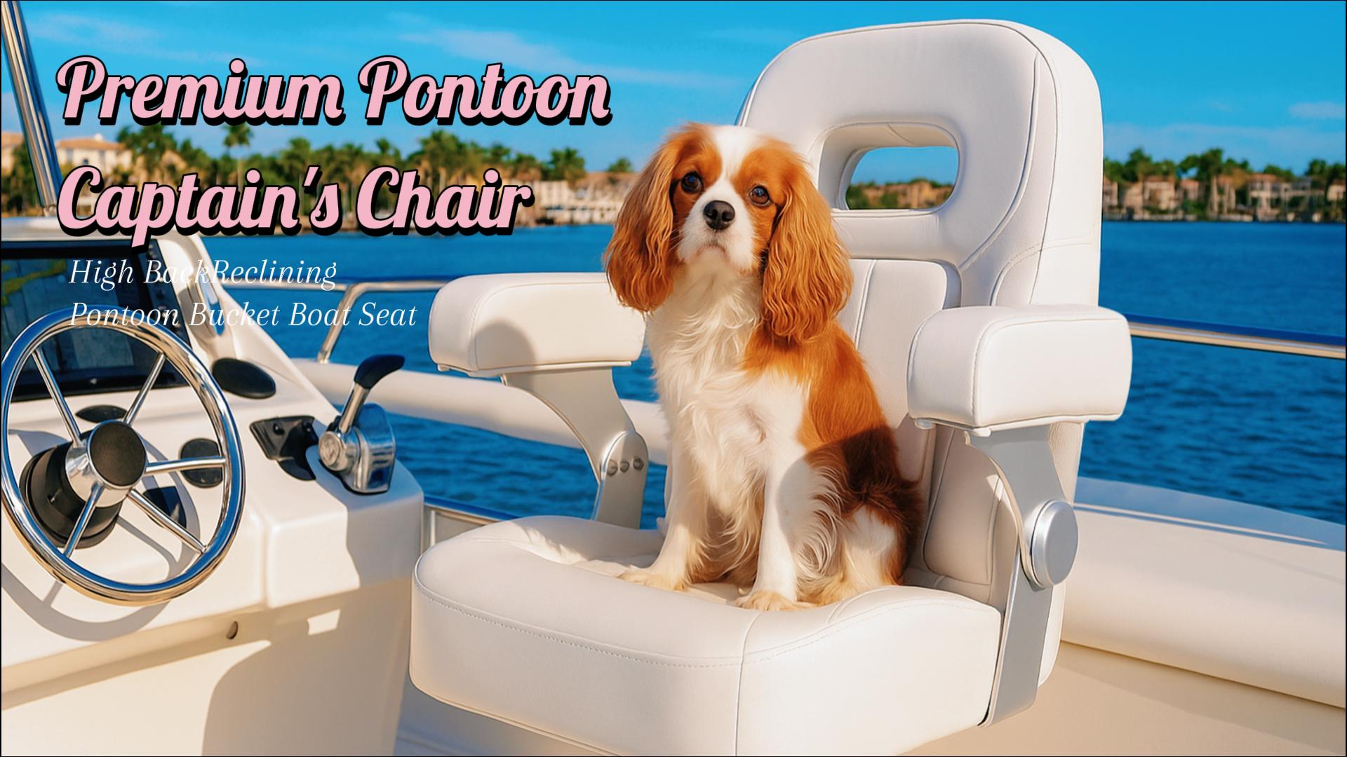 thumbnail video image 2 of NORTHCAPTAIN Premium Pontoon Captain's Chair High Back Reclining Pontoon Bucket Boat Seat with Adjustable Armrests,Light Grey/Charcoal, 2 of 6