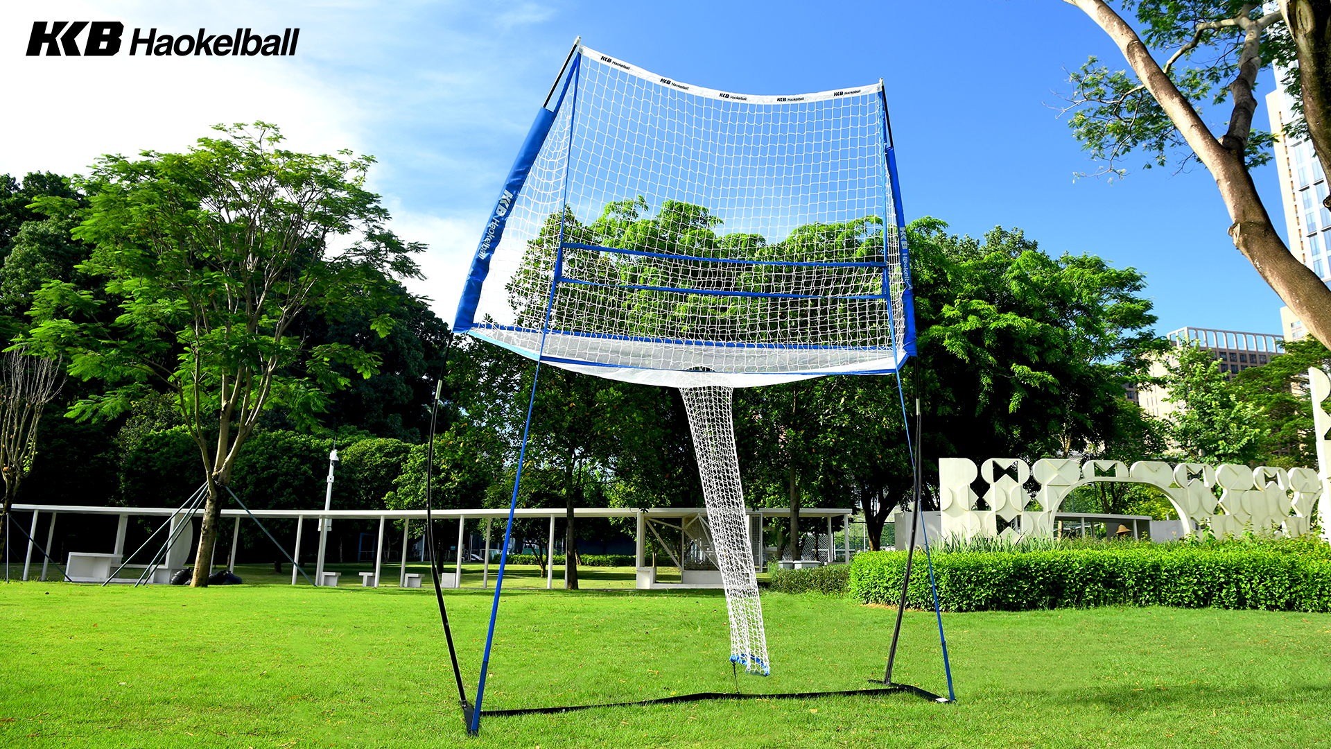 thumbnail video image 2 of Haokelball 11x 8 ft Volleyball Training Equipment Practice Net Station for Backyard Indoor Outdoor, 2 of 10