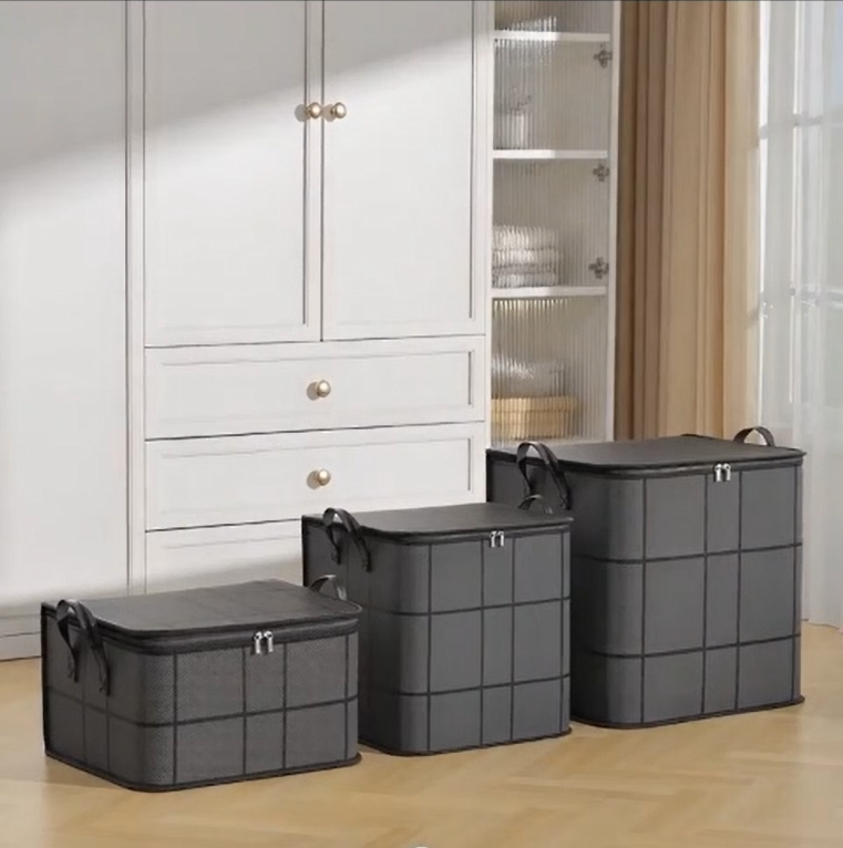 thumbnail video image 2 of Tainini Totes Clothes Storage, Foldable Blanket Storage Bags, Storage Containers for Organizing Bedroom, Closet, Clothing, Comforter, Organization and Storage with Lids and Handle, 2 of 8