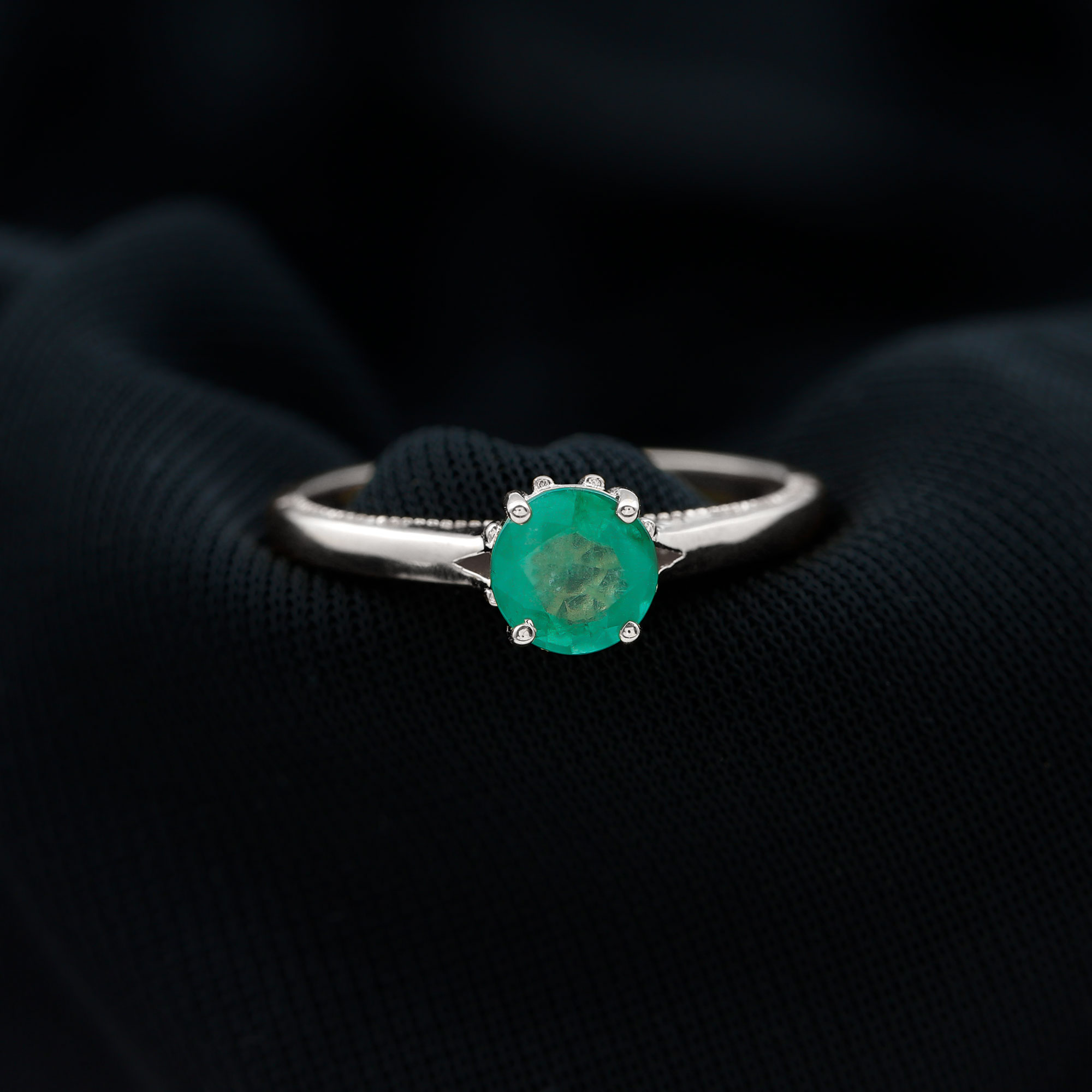 thumbnail video image 2 of Rosec Jewels Natural Emerald Promise Ring for Women - May Birthstone Ring - AAA Quality - Ready to Gift with Jewelry Box, 10K White Gold, US 11.50, 2 of 8
