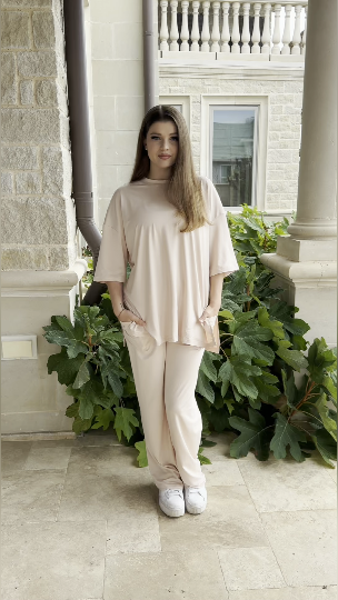 thumbnail video image 2 of Womens Pajama Set 2 Piece Outfits Short Sleeve Pullover and Wide Leg Pants Casual Trendy Lounge Set, 2 of 6