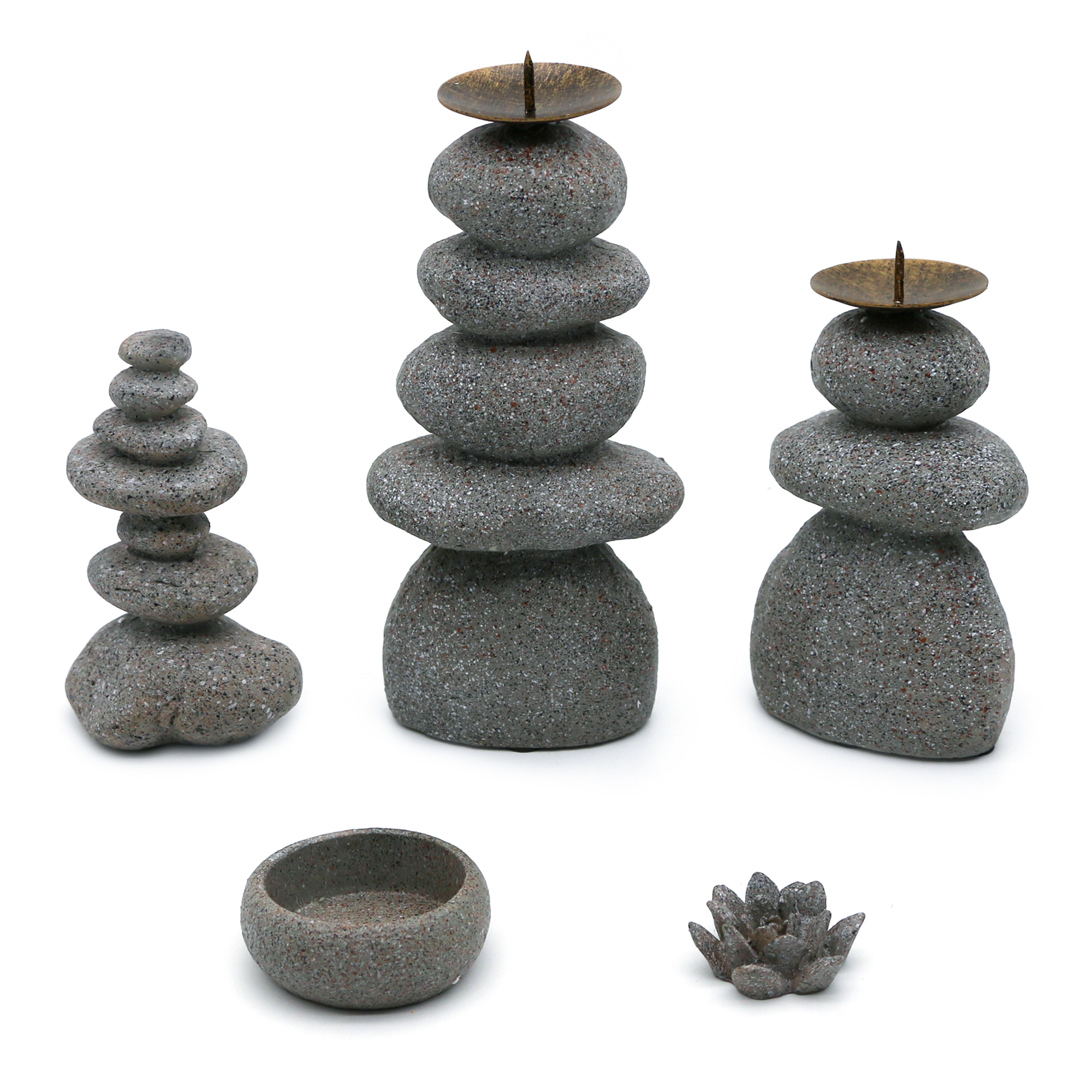 thumbnail video image 2 of Rock Cairns Candle Holder - Taper Pillar Candle Stick Holder Set of 5 - Balance Stones Candlestick Holders Candlelight Stand for Zen Garden, Altar, Mantle, Yoga, Home Decoration, Meditation Gift, 2 of 10