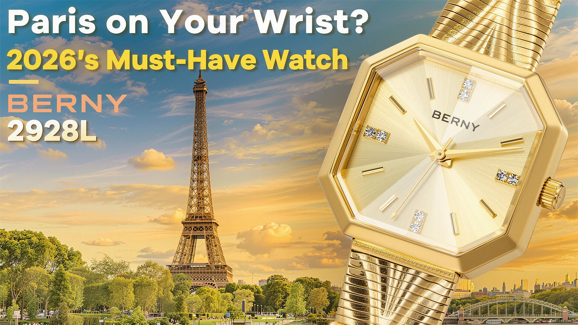 thumbnail video image 2 of BERNY Small Gold Watches for Women, Dainty Luxury Diamond Dial, Stainless Steel Bracelet Watch, Fashion Ladies Analog Quartz Watch, Minimalist Waterproof Womens Wristwatch Gifts (Pink), 2 of 16