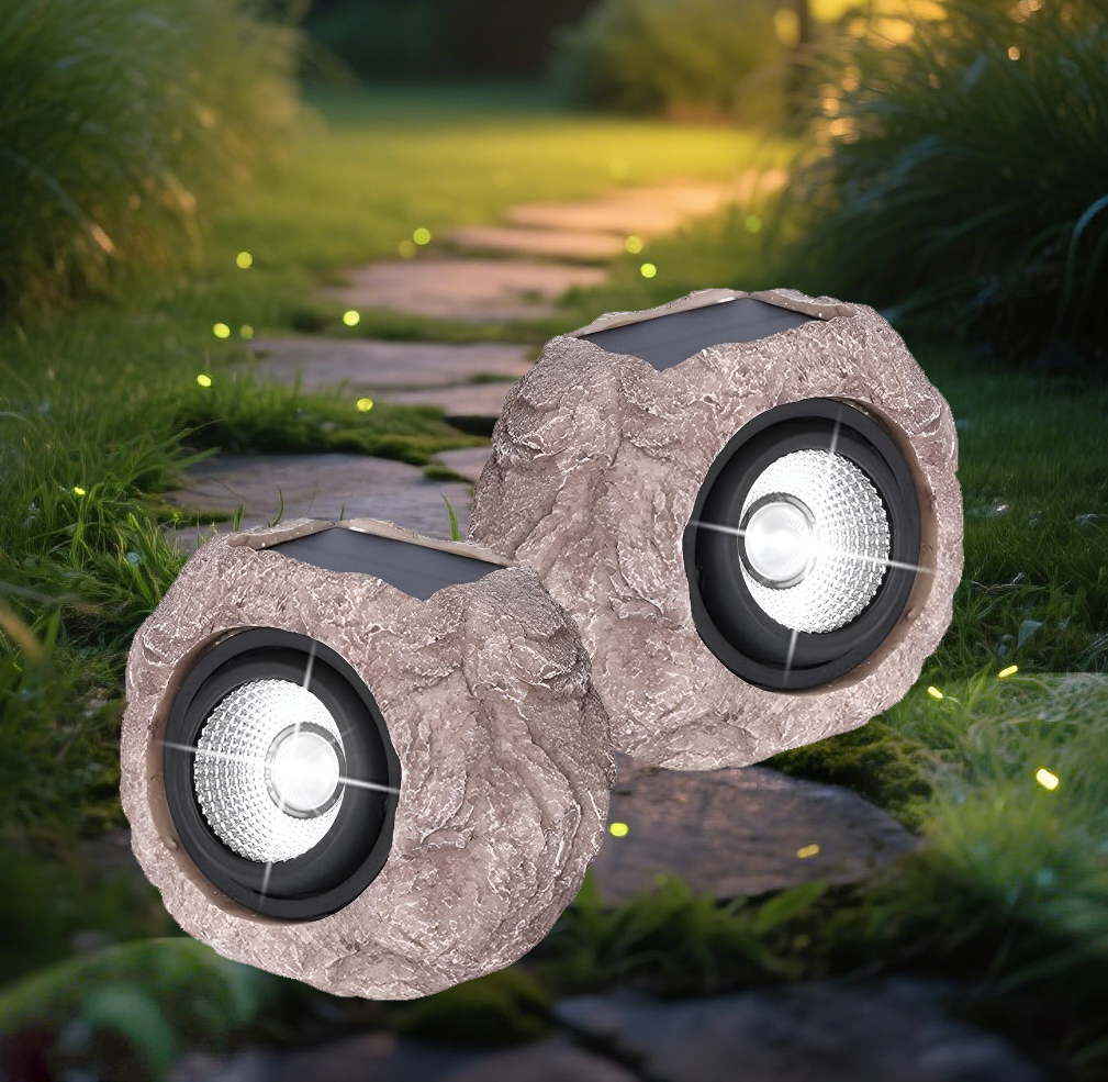 thumbnail video image 2 of Kanstar Solar Rock Lights Outdoor LED Waterproof Dimmable for Garden Pathway Yard Decor 2 Pack, 2 of 7