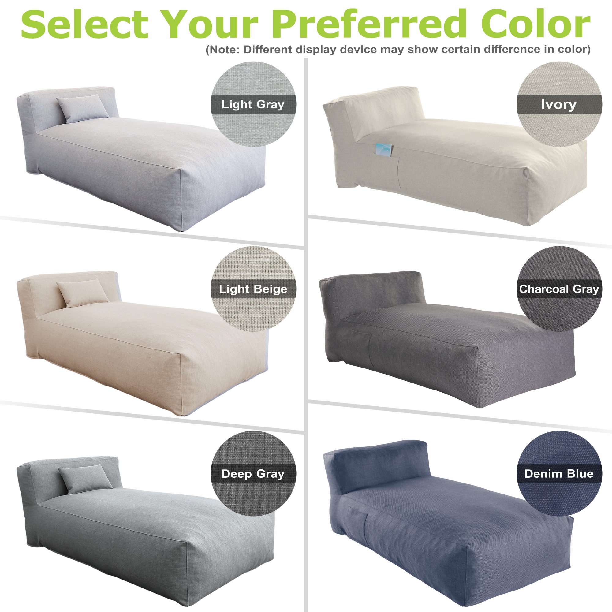 thumbnail video image 2 of Evita Outdoor Furniture Sectional Conversation Set Bean Bag Chaise Lounge (Light Beige), 2 of 9