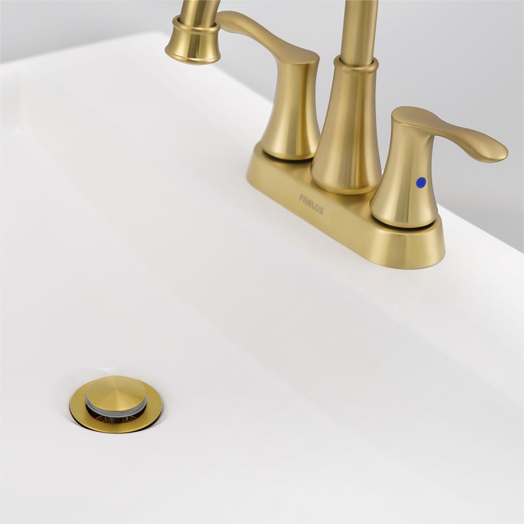 thumbnail video image 2 of PARLOS Bathroom Sink Drain Without Overflow, Brushed Gold, 2 of 7