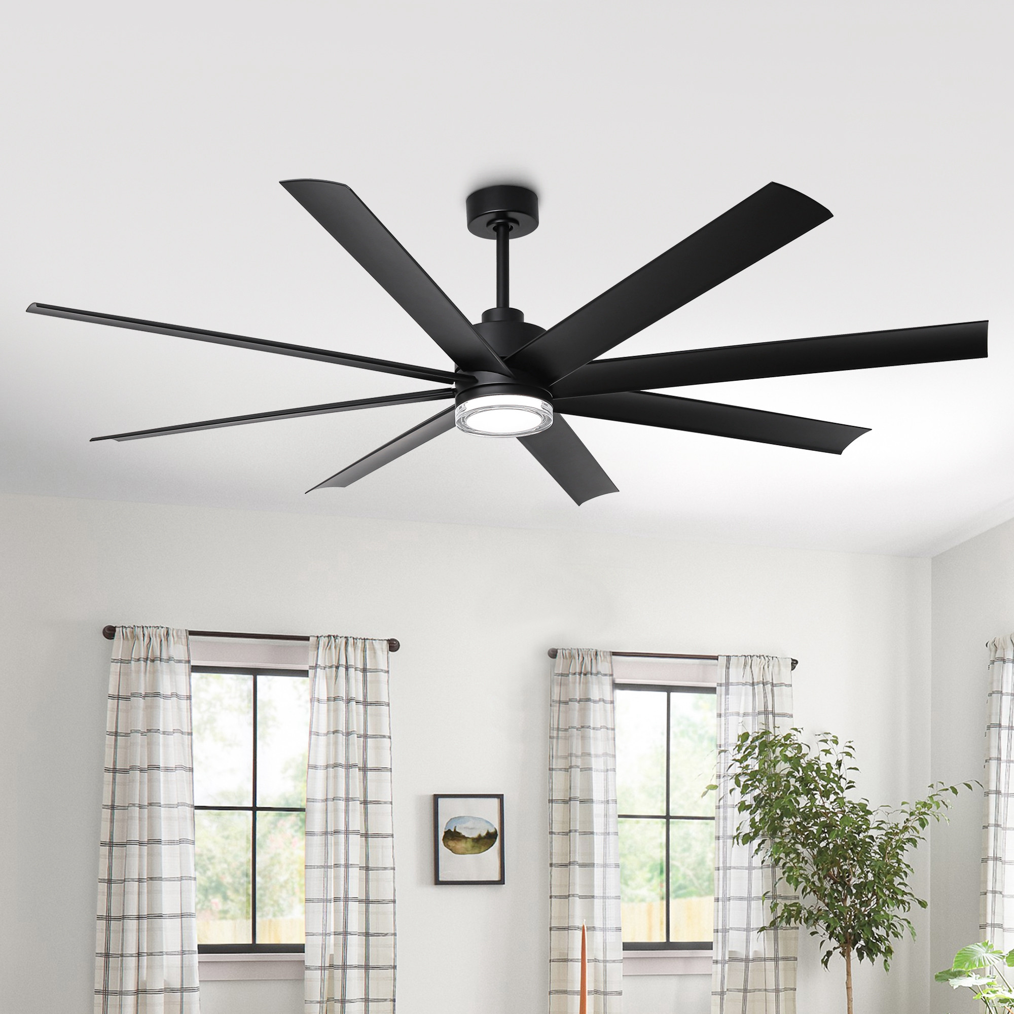 thumbnail video image 2 of Parrot Uncle Modern 72" Windmill Black LED Smart Ceiling Fan, Alexa, and App Control, 3-CCT Ceiling Fan, 2 of 12