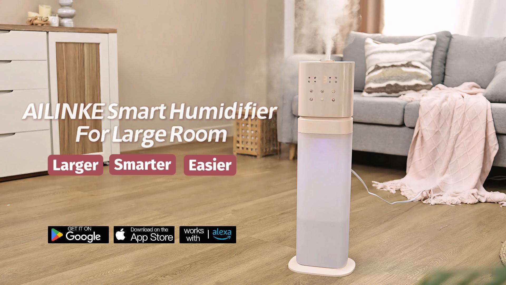 thumbnail video image 2 of Smart Humidifier Large Room, 2.1Gal/8L Humidifiers for Bedroom with Extended Tube&Night Light, Whole House Cool Mist Humidifiers, WIFI App&Voice Control, School/Office/Warehouse, Pale Pink, 2 of 8