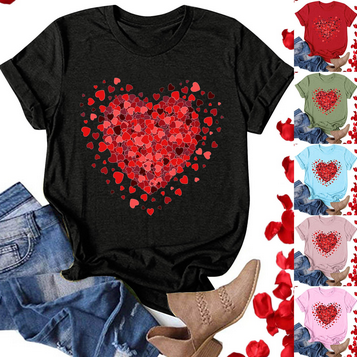 thumbnail video image 2 of Baqcunre Valentine's Day Shirts for Women Sweatshirt Womens Cute Trendy Shirt Casual Short Sleeve Pullover Tops (Red S-3XL), Womens Tops Graphic Tees for Women Shirts for Women, Womens Tops, 2 of 5