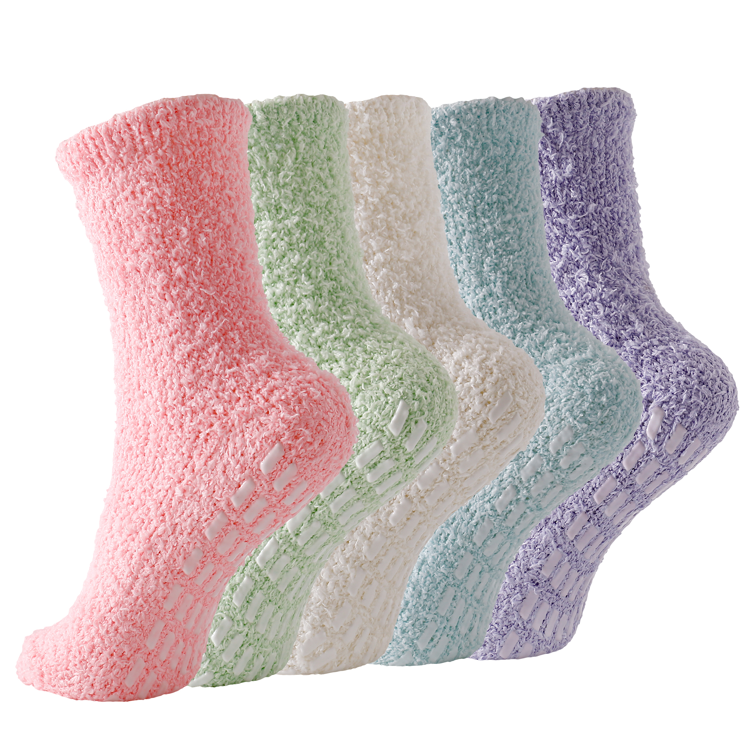 thumbnail video image 2 of Non Slip Socks for Women Winter Warm Cozy Fuzzy Slipper Socks Soft Fluffy Hospital Socks with Grips Crew Size 5-8.5, 2 of 11