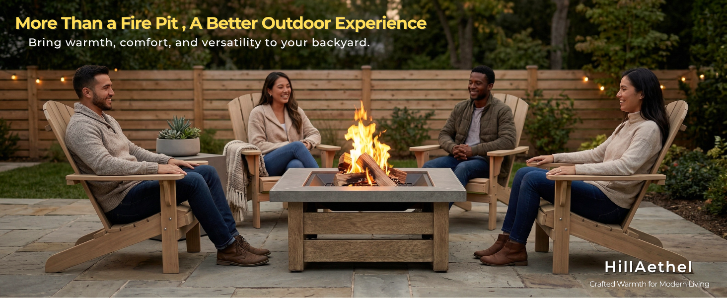 thumbnail video image 2 of 34" Wood Burning Fire Pit Table, Large Square Outdoor Fire Pit with Removable Lid, Mesh Spark Screen & Poker, Metal Firepit for Patio Backyard Garden, 2 of 10