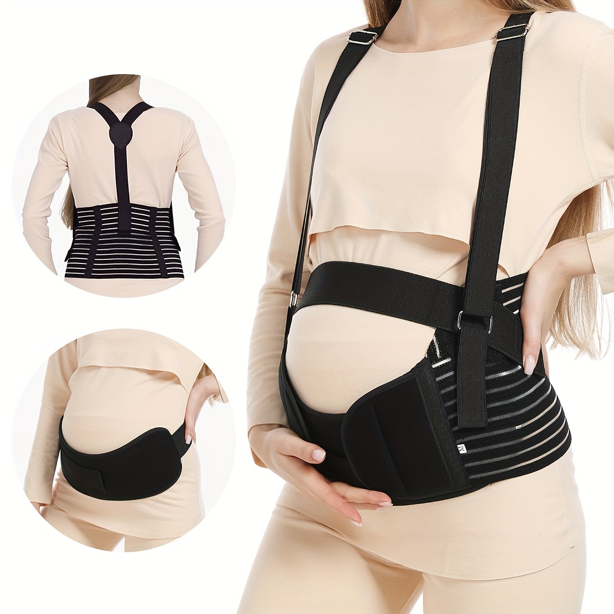 thumbnail video image 2 of With Shoulder Straps-Maternity Belly Support Belt, Pregnancy Belly Band Antepartum Abdominal Back Support- Ideal for Pregnant Women, 2 of 10