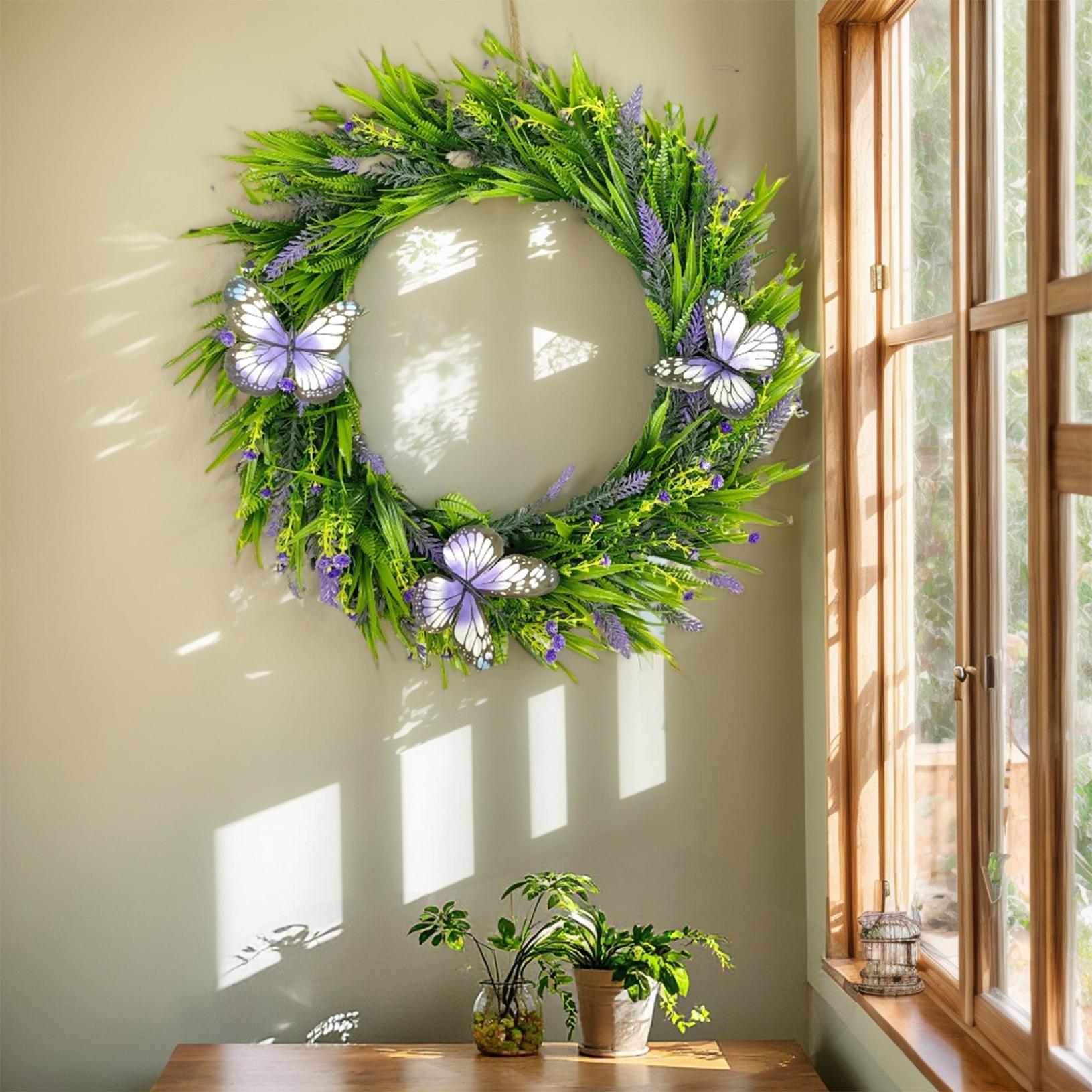 thumbnail video image 2 of Spring Wreaths for Front Door,Farmhouse Flower Wreath Comes,Boxwood Greenery Floral Wreath for Home Décor Outdoor Indoor H, 2 of 9