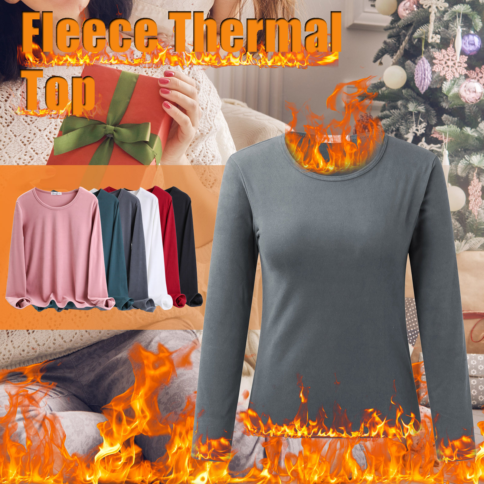 thumbnail video image 2 of BKQCNKM Plus Size Tops For Women Women O Neck Fleece Lined Thermal Thermal Underwear Slim Tops Long Sleeve Thermal Shirts Winter Tops Cardigan For Women Womens Fall Tops White L, 2 of 8