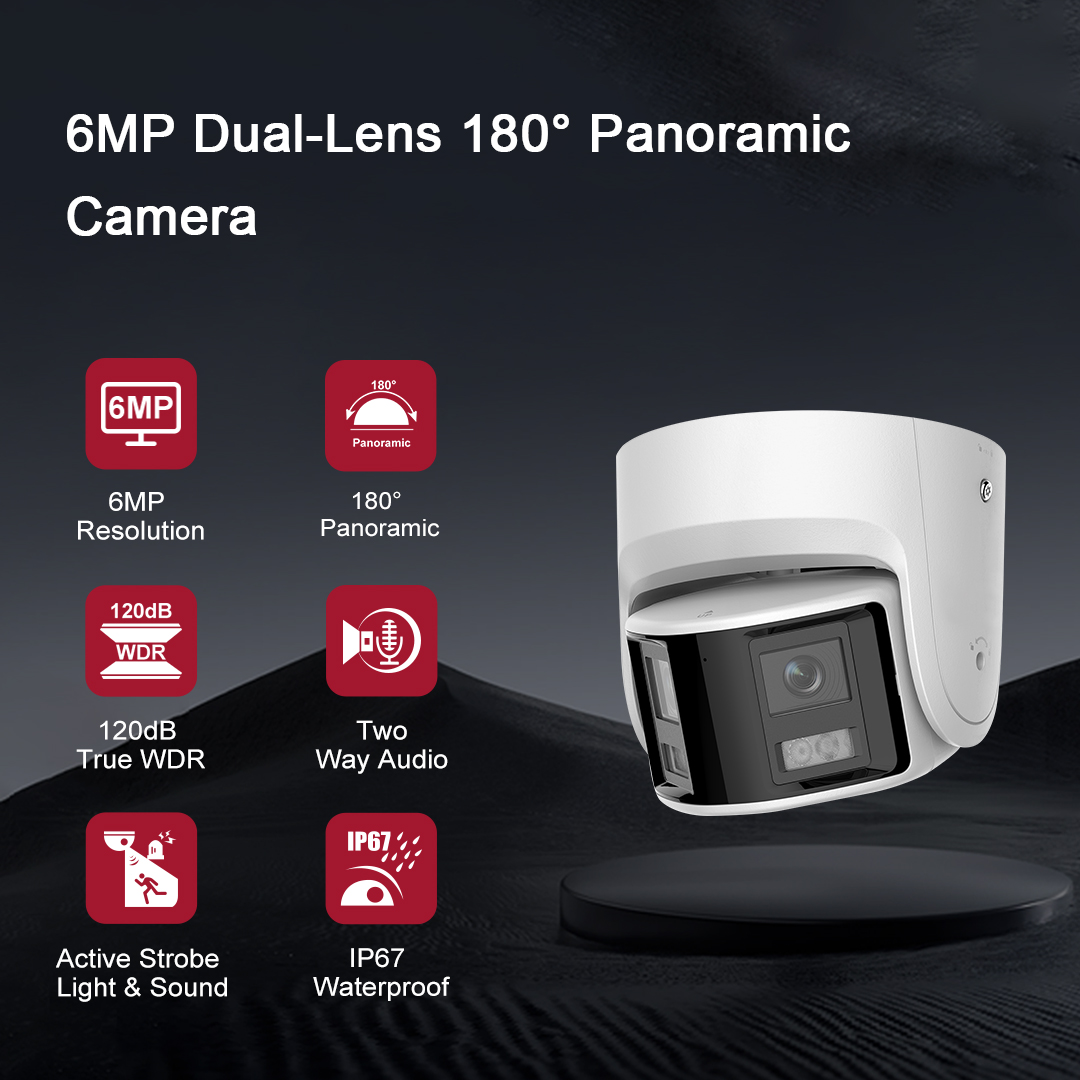 thumbnail video image 2 of Anpviz 6MP PoE Turret Security Camera, IP Outdoor Camera in 180° Fov by Dual-Lens, Human / Vehicle / Pet Detection, Color Night Vision, 2 of 7