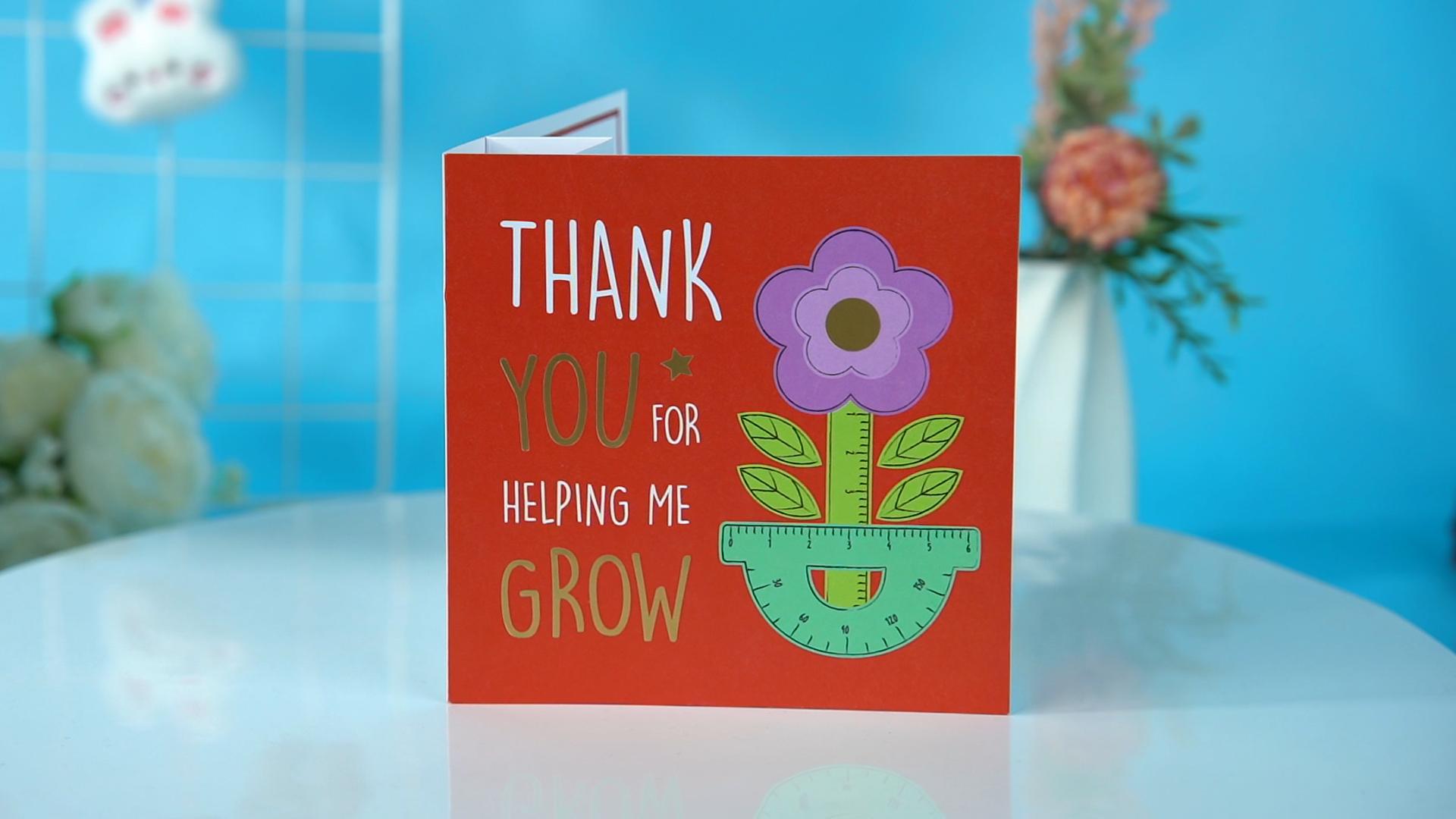 thumbnail video image 2 of WaaHome Thank You Teacher Card - 3D Pop Up Flower Teacher Appreciation Gift with Envelope Golden Foil Design Thank You for Helping Me Grow Card for Her Him Women Men from Students Kids, 2 of 8