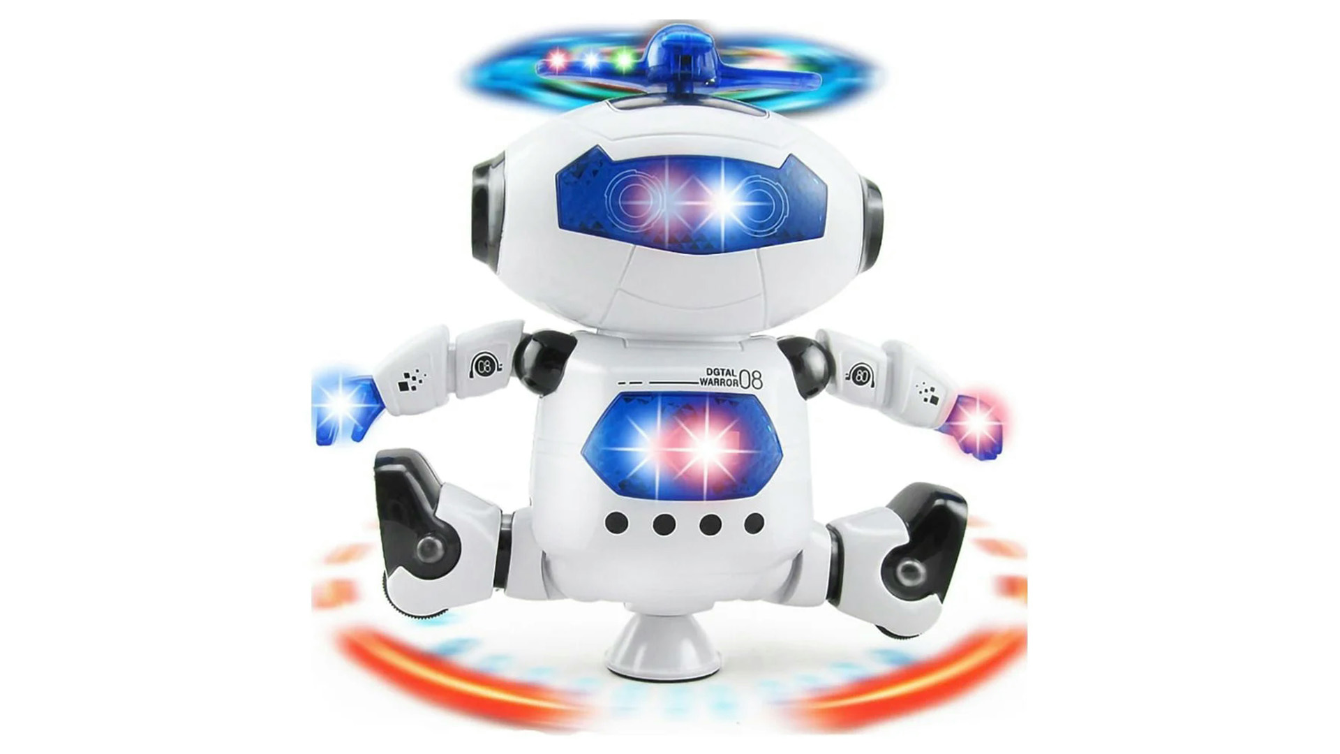 thumbnail video image 2 of Dammyty Robot Toy for Kids, Intelligent Electronic Walking Dancing Singing Robot Toys with 360° Body Spinning and Flashing Lights, Birthday Gift for Toddlers, 2 of 7