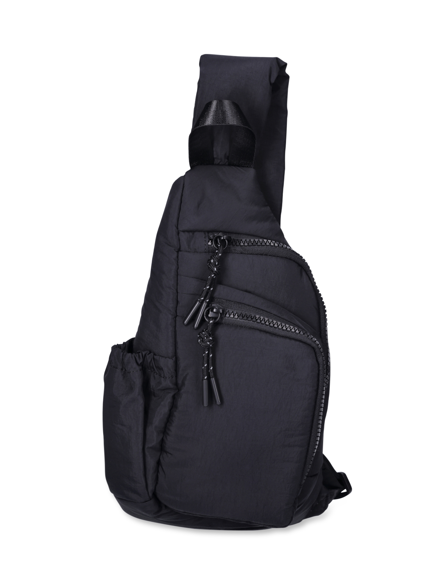 Head Sling Bag - Black, Compact Crossbody Bag With Zipper Closure