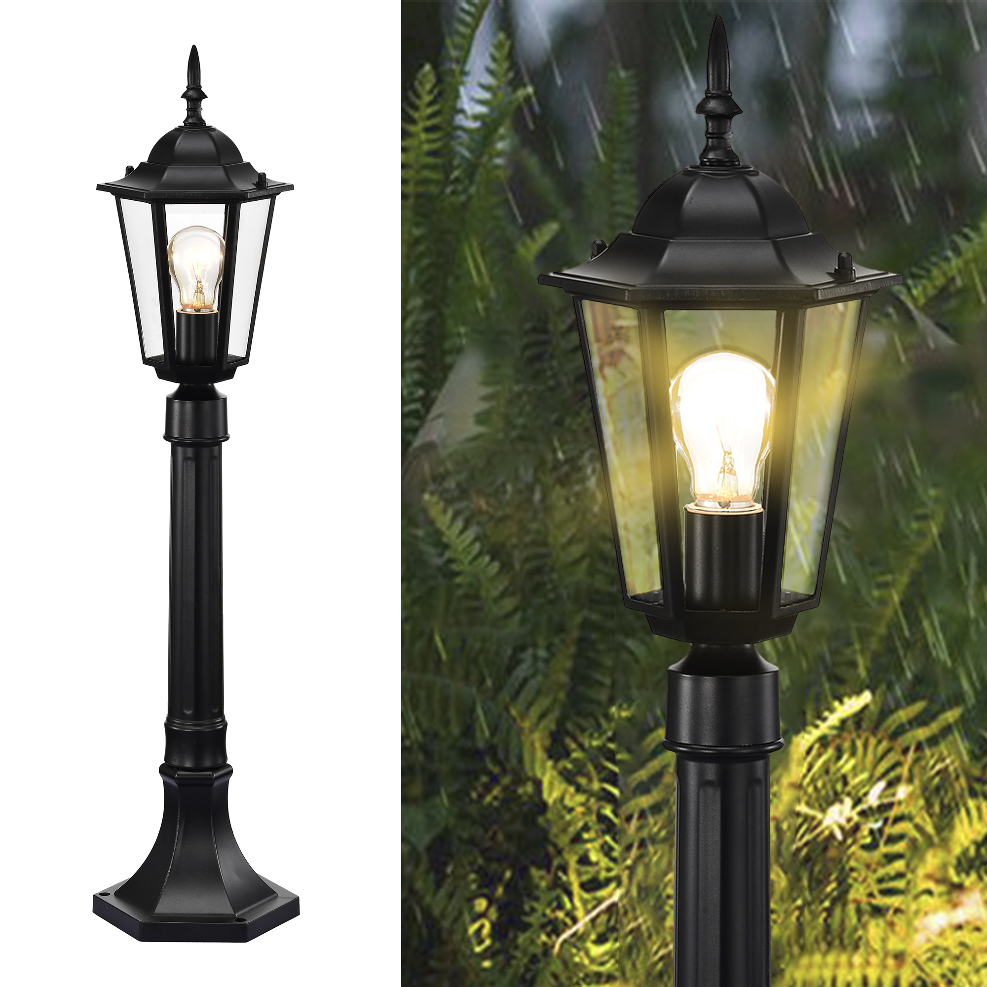 thumbnail video image 2 of 31.1" Modern Black Outdoor Post Light, Weatherproof Rustproof E26 Base for Walkway Garden Patio, 2 of 10