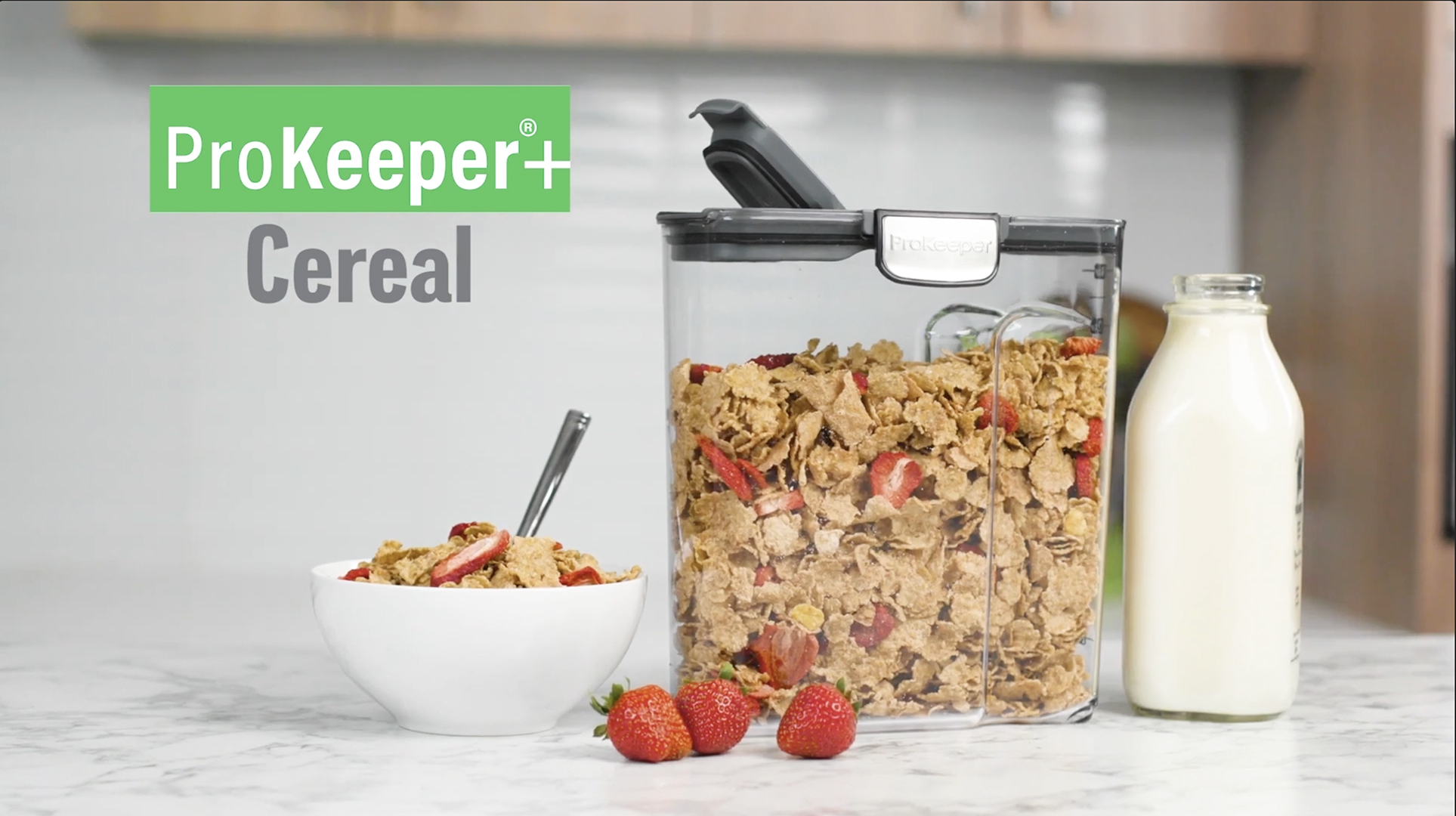 thumbnail video image 2 of ProKeeper+ Cereal Airtight Food Storage Container 14 Cups, Designed to Help with Pantry Organization and Food Storage, 2 of 10