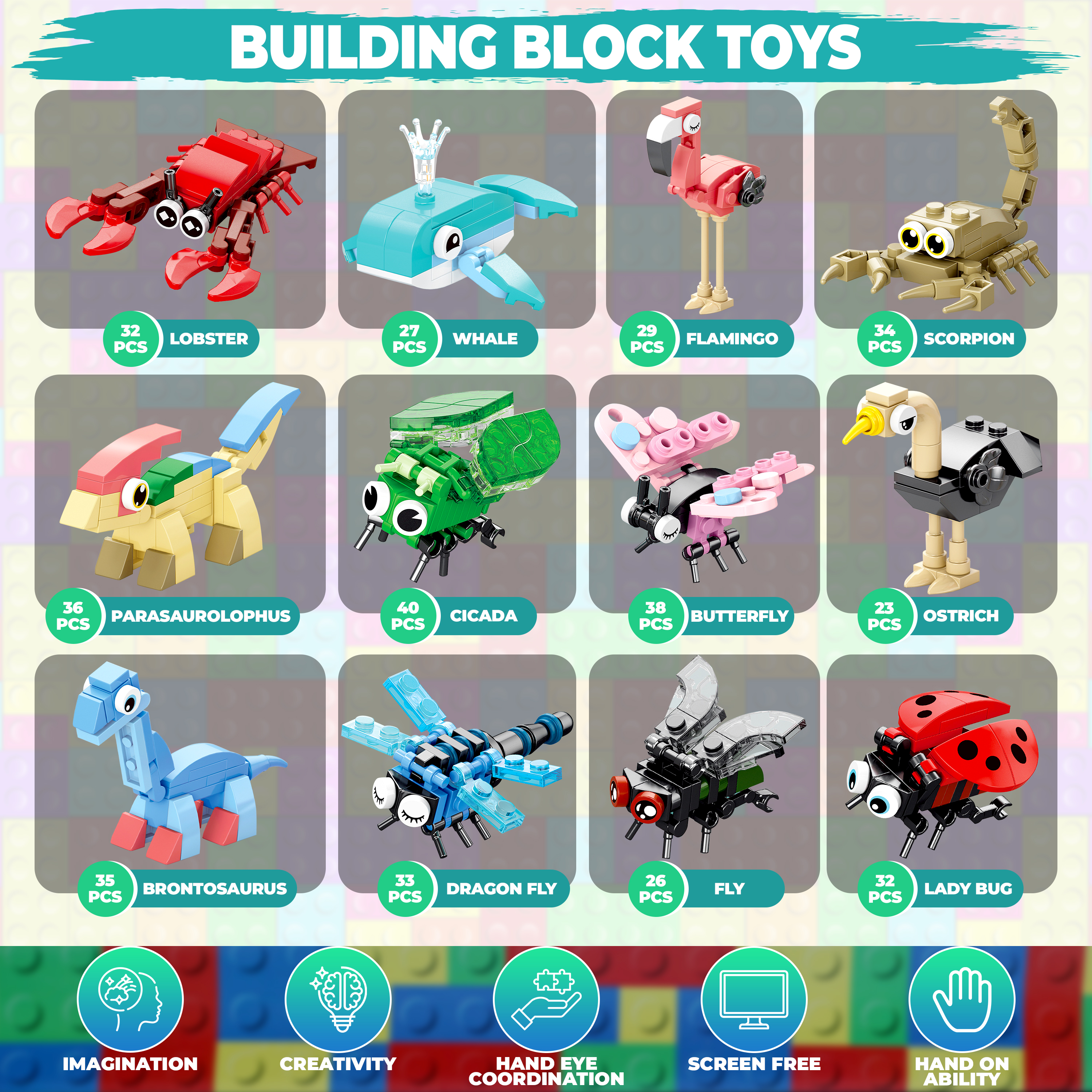 thumbnail video image 2 of EMPIRE PARTY SUPPLY 110 Pcs Building Blocks Party Favors for Kids, 12 Brick Style Keychains, Wristbands, Treat Box, 2 of 7