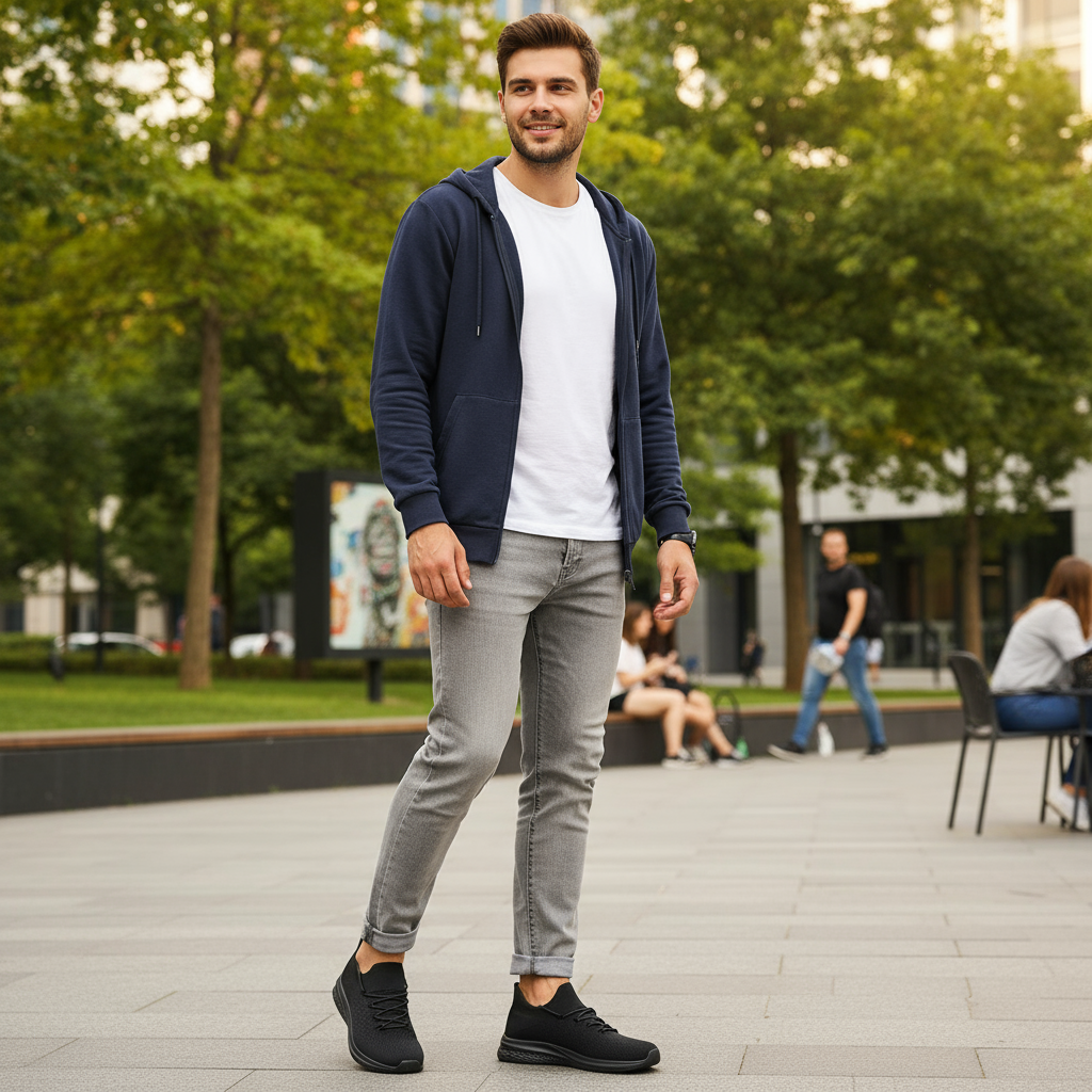 thumbnail video image 2 of vibdiv Mens Slip On Walking Shoes Lightweight Breathable Non Slip Running Shoes Comfortable Fashion Sneakers for Men Navy Size 11, 2 of 7