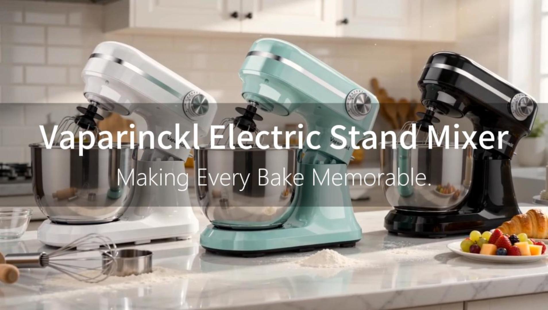 thumbnail video image 2 of Electric Stand Mixer 6.5QT, 3-in-1 12-Speed Tilt-Head Household Mixer with Dough Hook, Beater, Whisk for Kitchen, Food Mixer for Baking Bread Cake and Most Home Cooks, Green, 2 of 9
