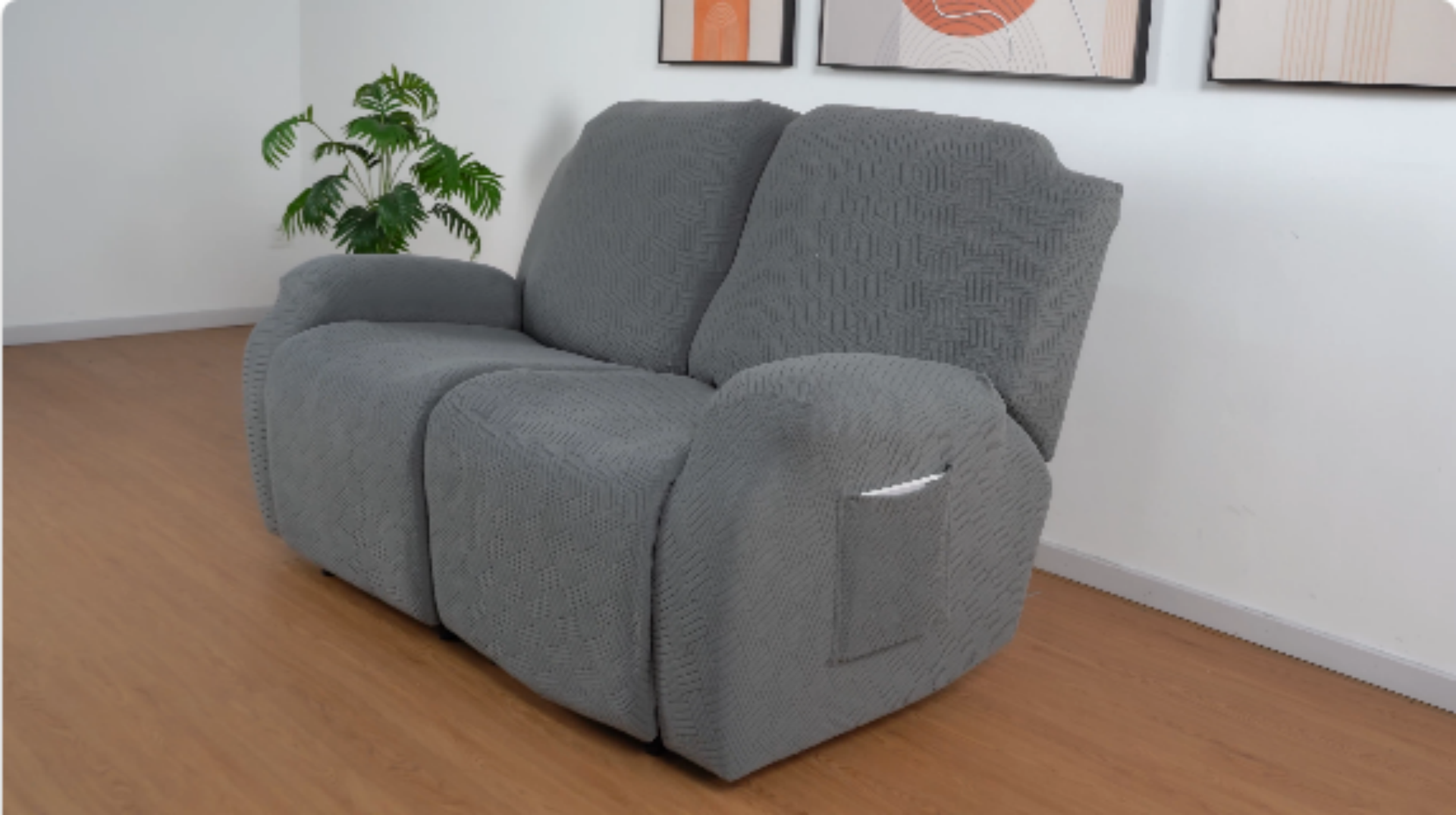 thumbnail video image 2 of Timeles Recliner Sofa Covers Loveseat, Stretch Reclining Chair Covers, Recliner Sofa Slipcovers Stripe Jacquard Recliner Couch Covers Furniture Protector Covers (2 Seater, Cream), 2 of 7