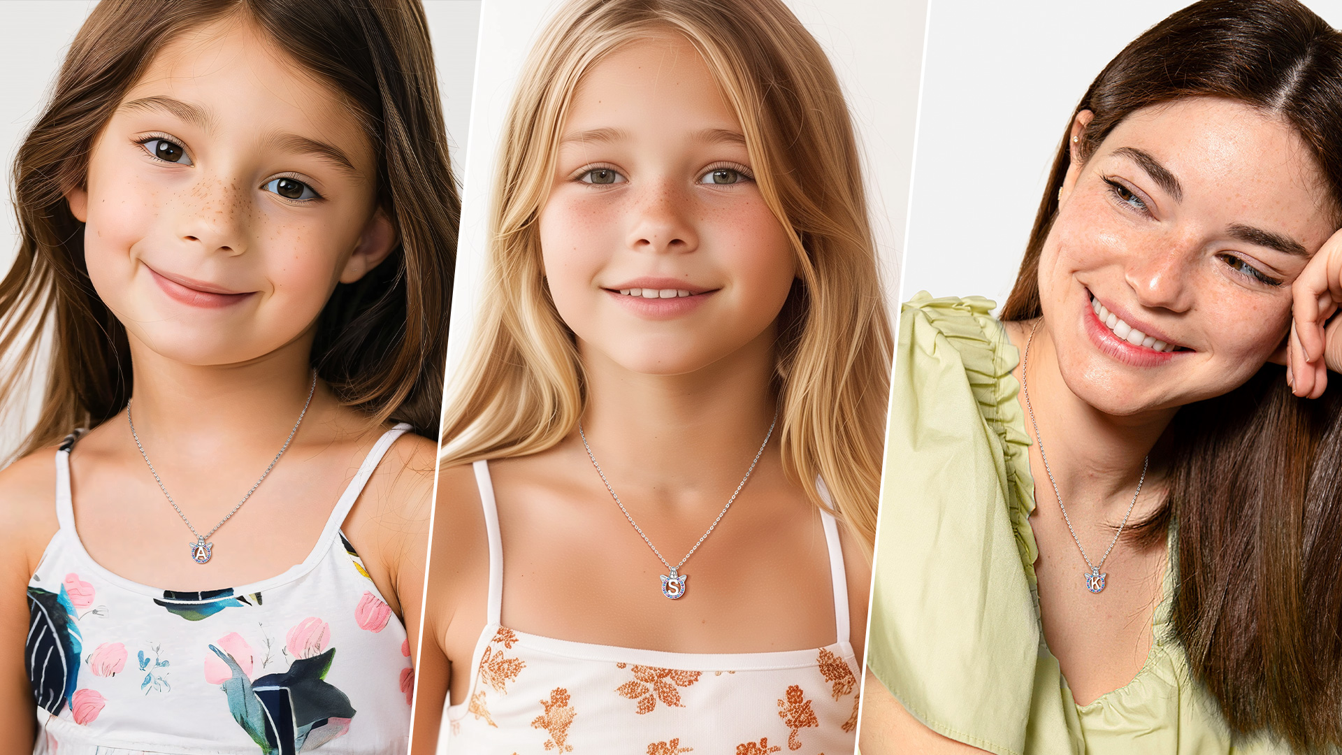 thumbnail video image 2 of Just Being Cute Unicorn Initial Necklaces for Women Girls, CZ 925 Sterling Silver Letter M Necklace Pendant Birthday Christmas Jewelry Gifts for Kids Teen Daughter, 2 of 9