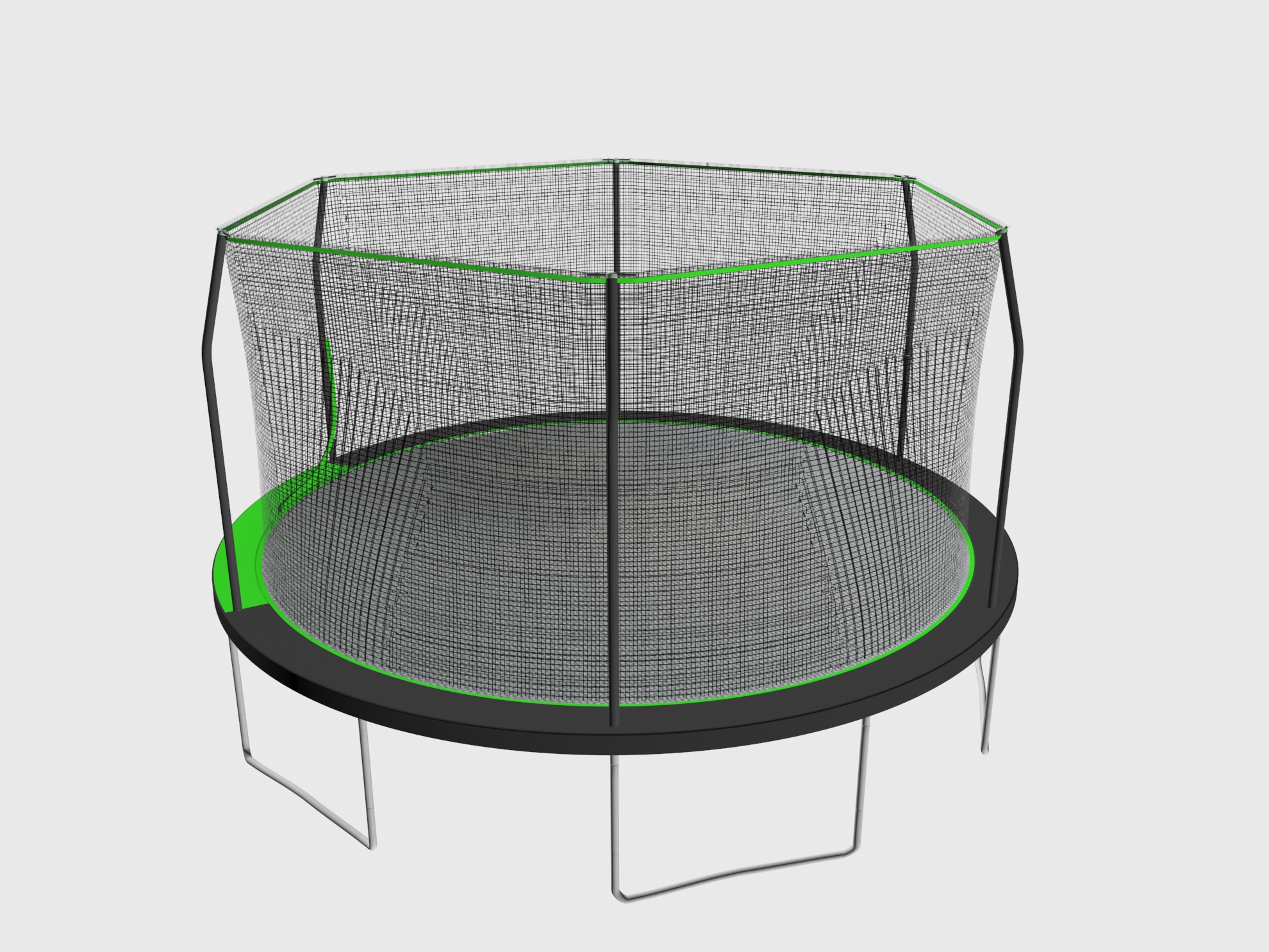 JumpKing 14ft Trampoline/Enclosure - Black/Lime Green, ASTM