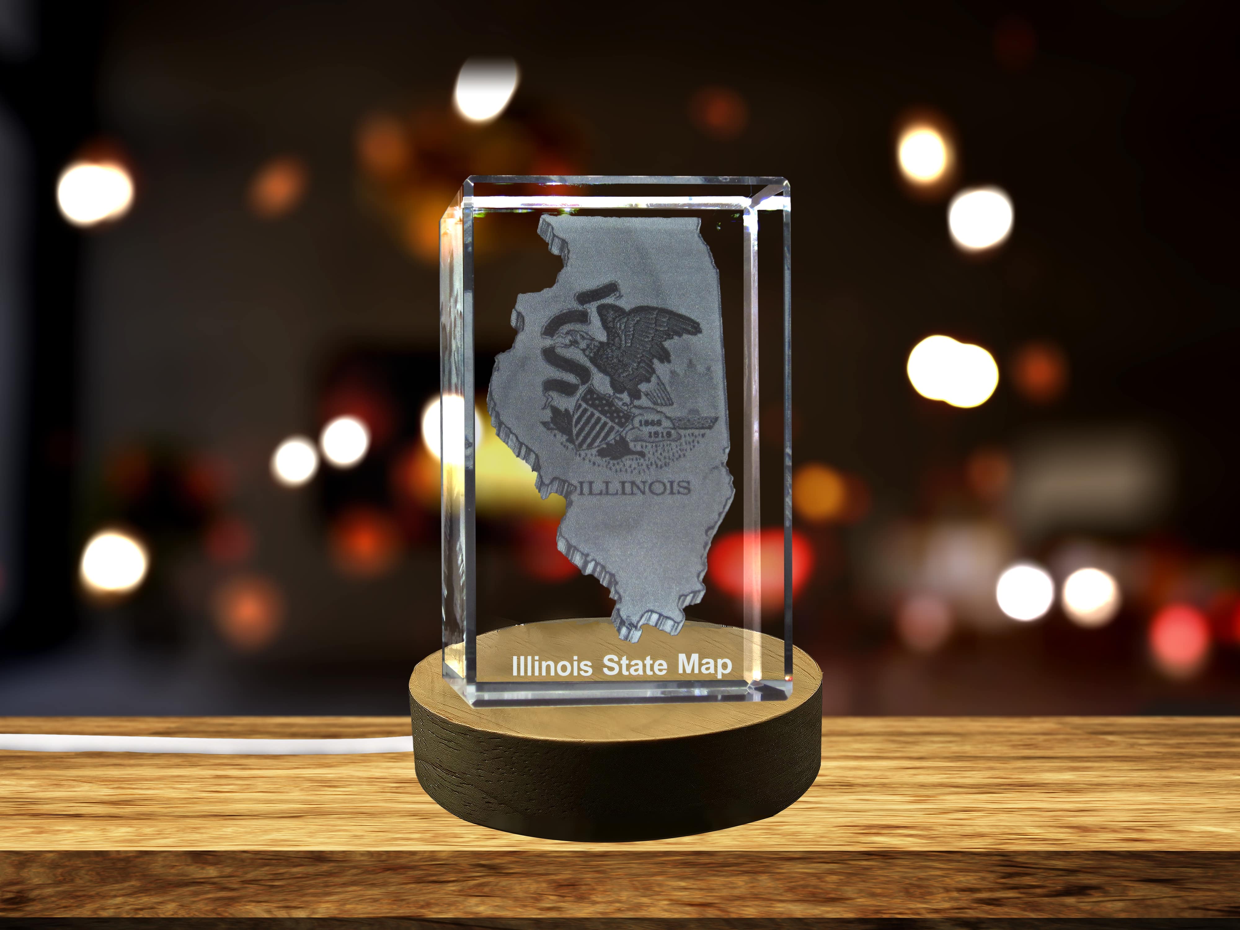 thumbnail video image 2 of Illinois 3D Engraved Crystal 3D Engraved Crystal Keepsake/Gift/Decor/Collectible/Souvenir, 2 of 8