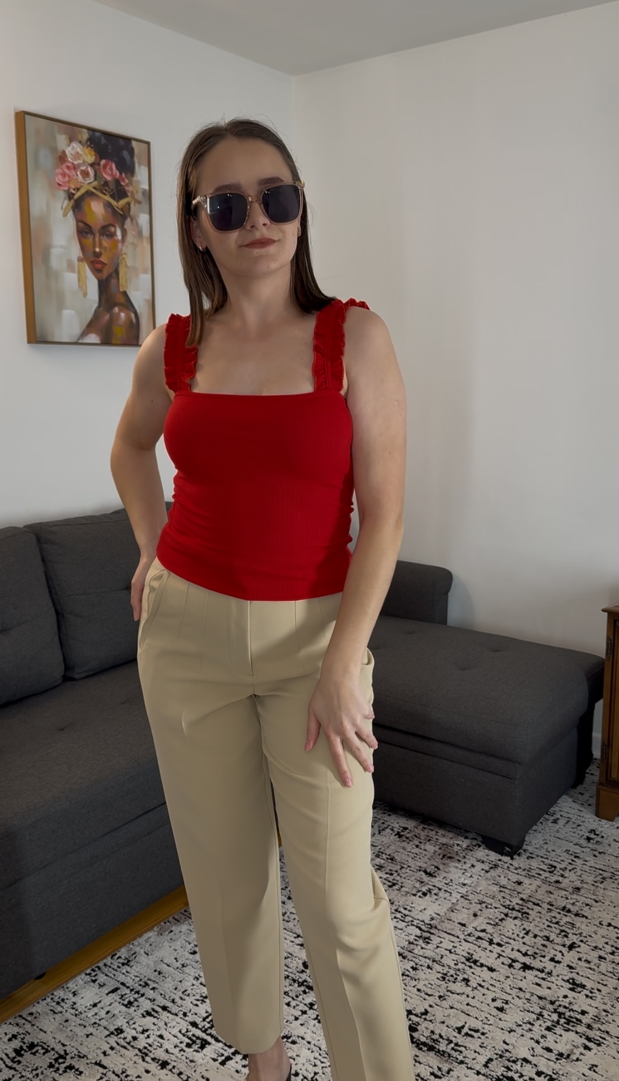 thumbnail video image 2 of Ladybranch Cute Crop Tops for Women Ribbed Ruffle Square Neck Tank Tops Womens Trendy Y2K Basic Tops（XX-Large，Green）, 2 of 7