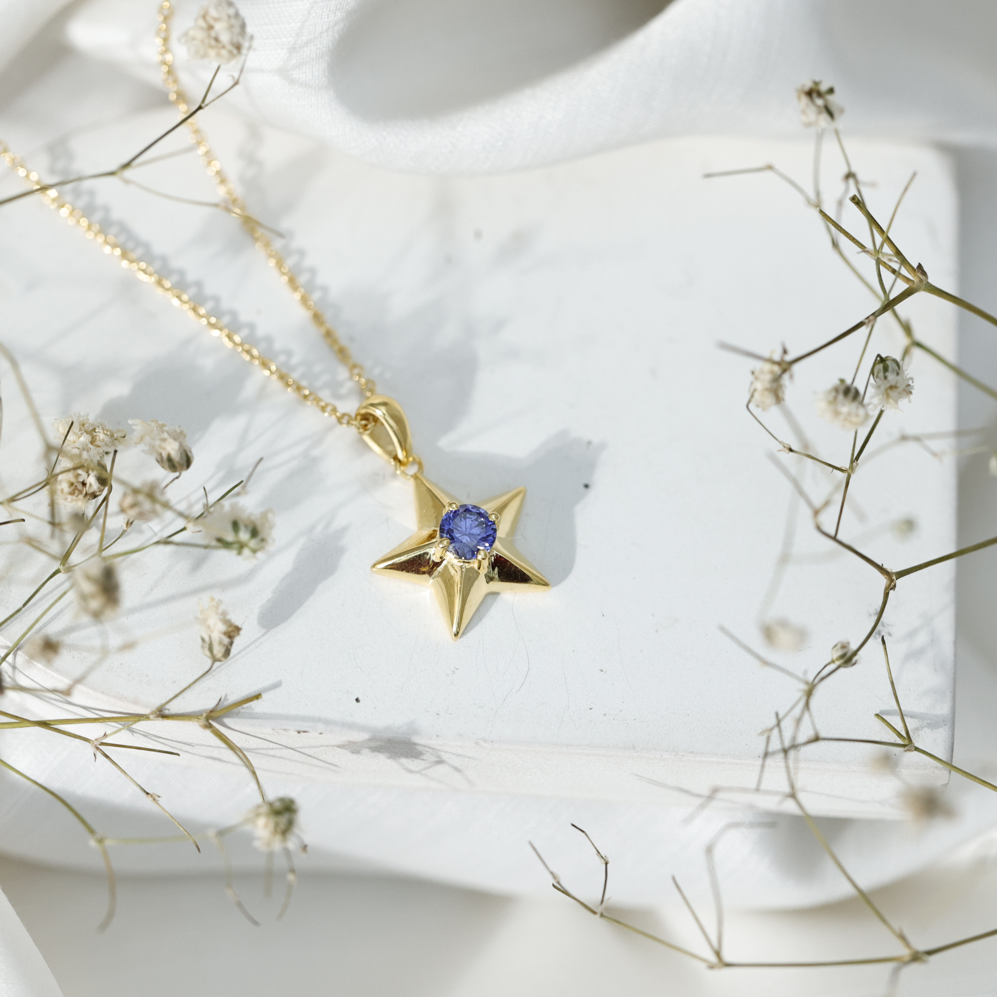 thumbnail video image 2 of Rosec Jewels Lab Created Blue Sapphire Pendant - Sterling Silver Sapphire Star Necklace - September Birthstone Necklace - Ready to Gift for Valentines, 2 of 7