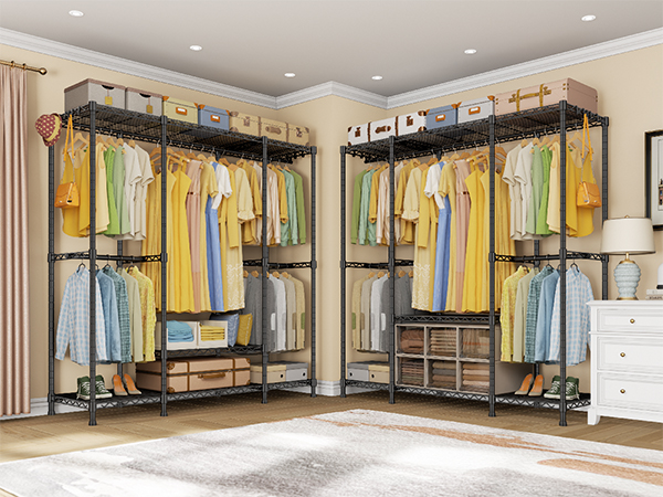 thumbnail video image 2 of Ulif E3 Heavy Duty Garment Rack, 4 Tiers Freestanding Closet Organizer System with 5 Shelves, Metal Closet Organizer and Storage System for Clothes, Max Load 850lbs, 58.4"W x 15.7"D x 77.3"H, White, 2 of 8
