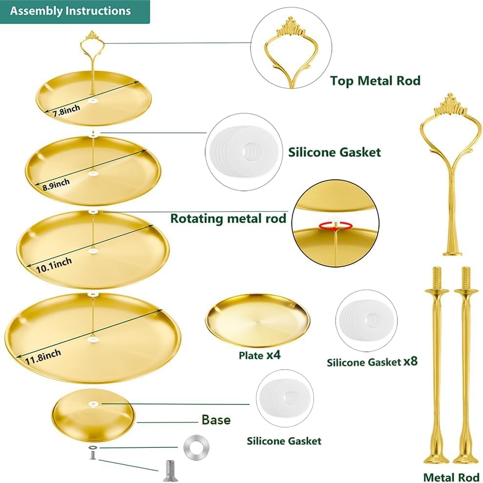 thumbnail video image 2 of Cake Stand  4-Tier Stainless Steel Cake Stand Cupcake Tower Cupcake Holder  for Party Wedding Outdoor Picnic, 2 of 8