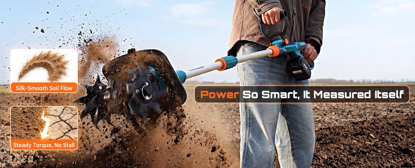 thumbnail video image 2 of Seesii Cordless Tiller Cultivator Electric Garden Rototiller 2x4000mah Battery , 9In Tilling Width,7In Depth, Battery Powered Tiller for Cultivating, 2 of 9