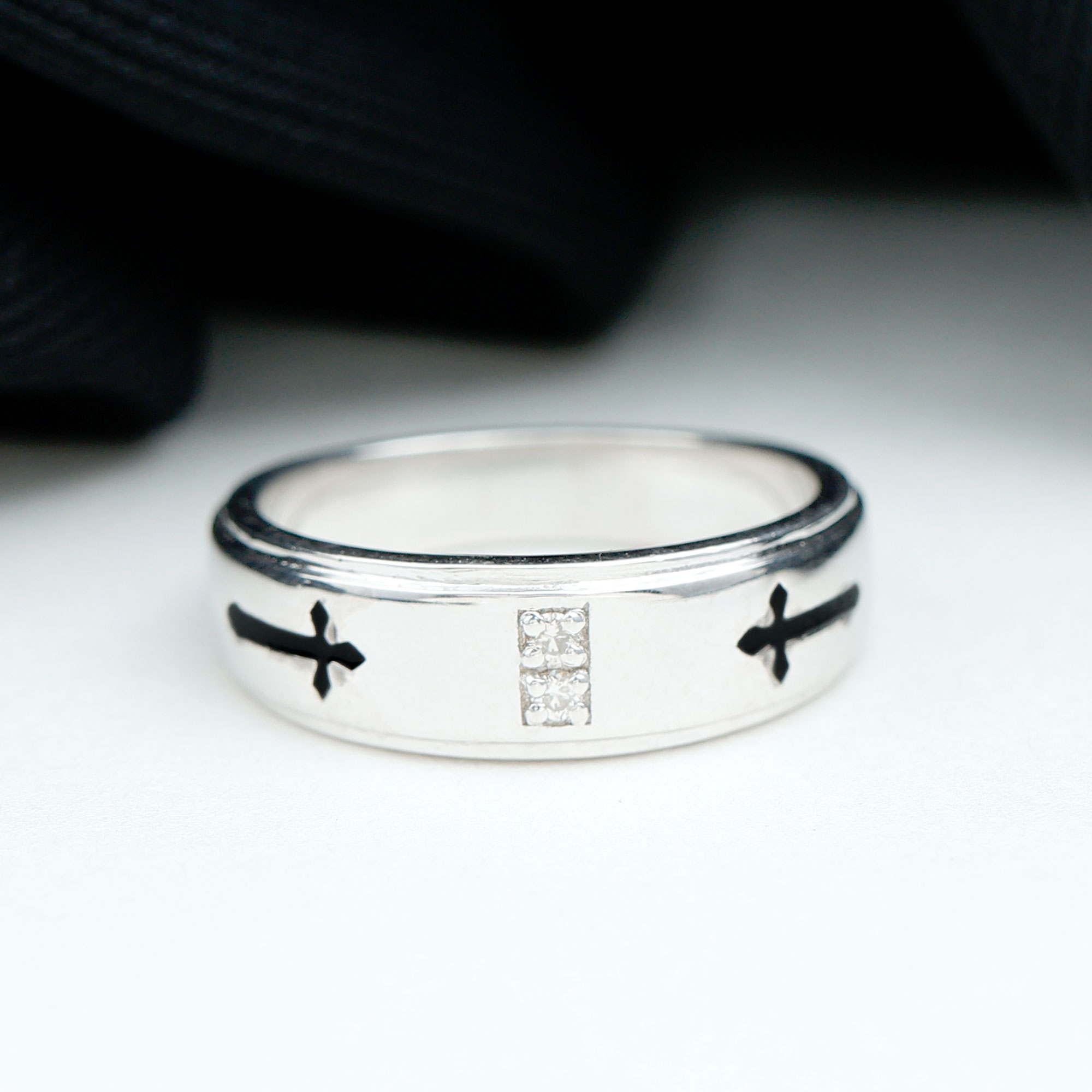 thumbnail video image 2 of Rosec Jewels Natural Wide Diamond Band for Men - HI-SI Quality - Cross Band - Ready to Gift for Christmas, 14K White Gold, US 9.00, 2 of 9