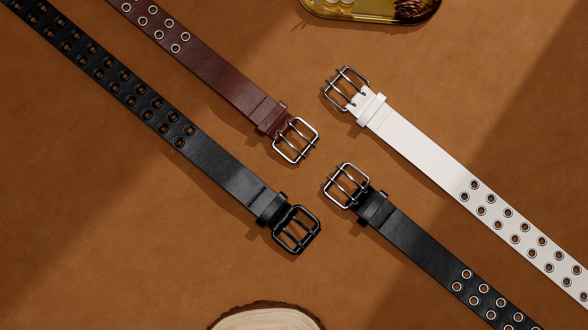 thumbnail video image 2 of Timarkment 2pcs Belts for Women Double Grommet Womens Belts for Jeans Studded Punk Women's Leather Belt, 2 of 8