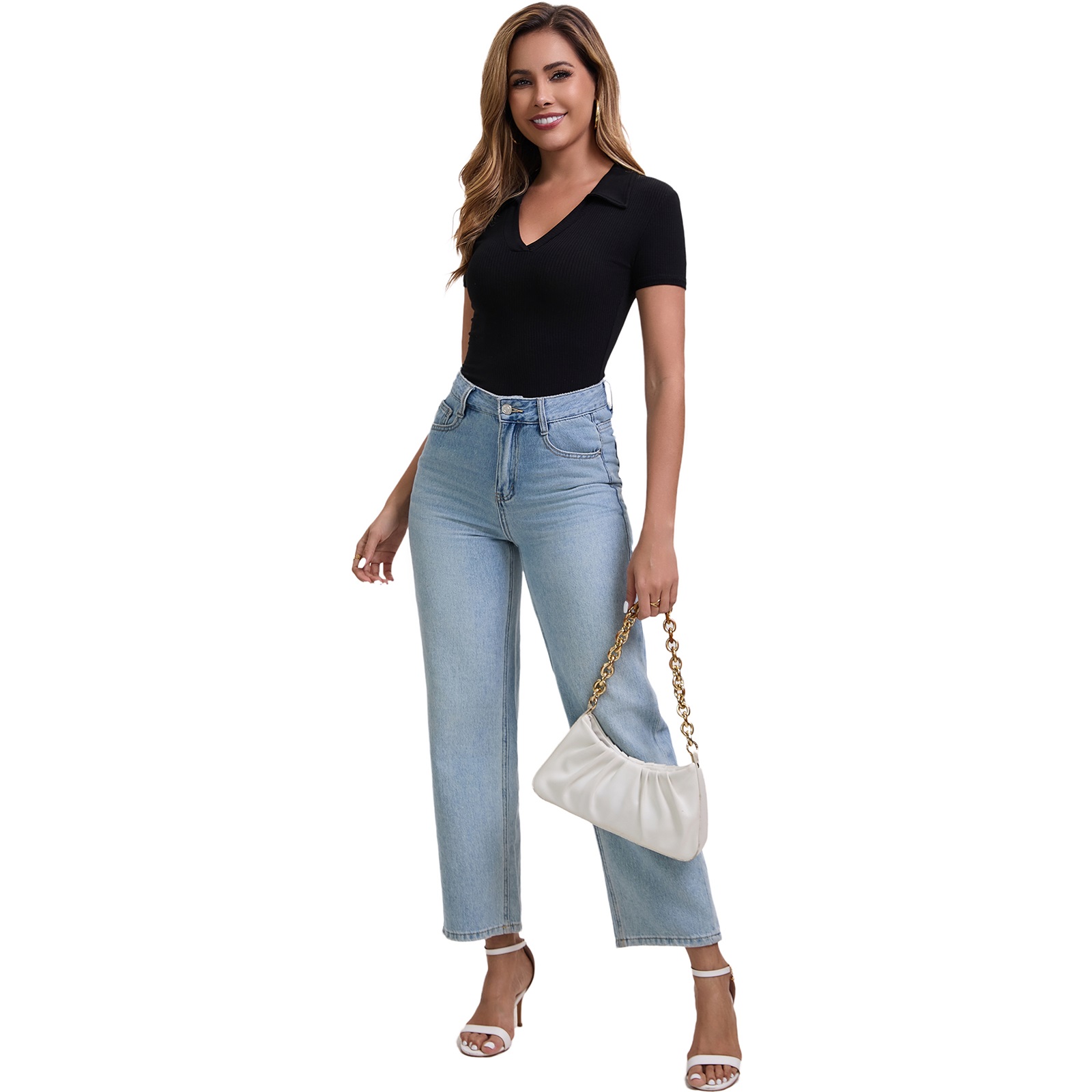 thumbnail video image 2 of Syhzlz Womens Short Sleeve Elastic Polo-shirts, Sexy Slim Fitted Lapel T-shirts, Stretchy Soft Business Tops, Going Out Breathable Casual Shirts, 2 of 5